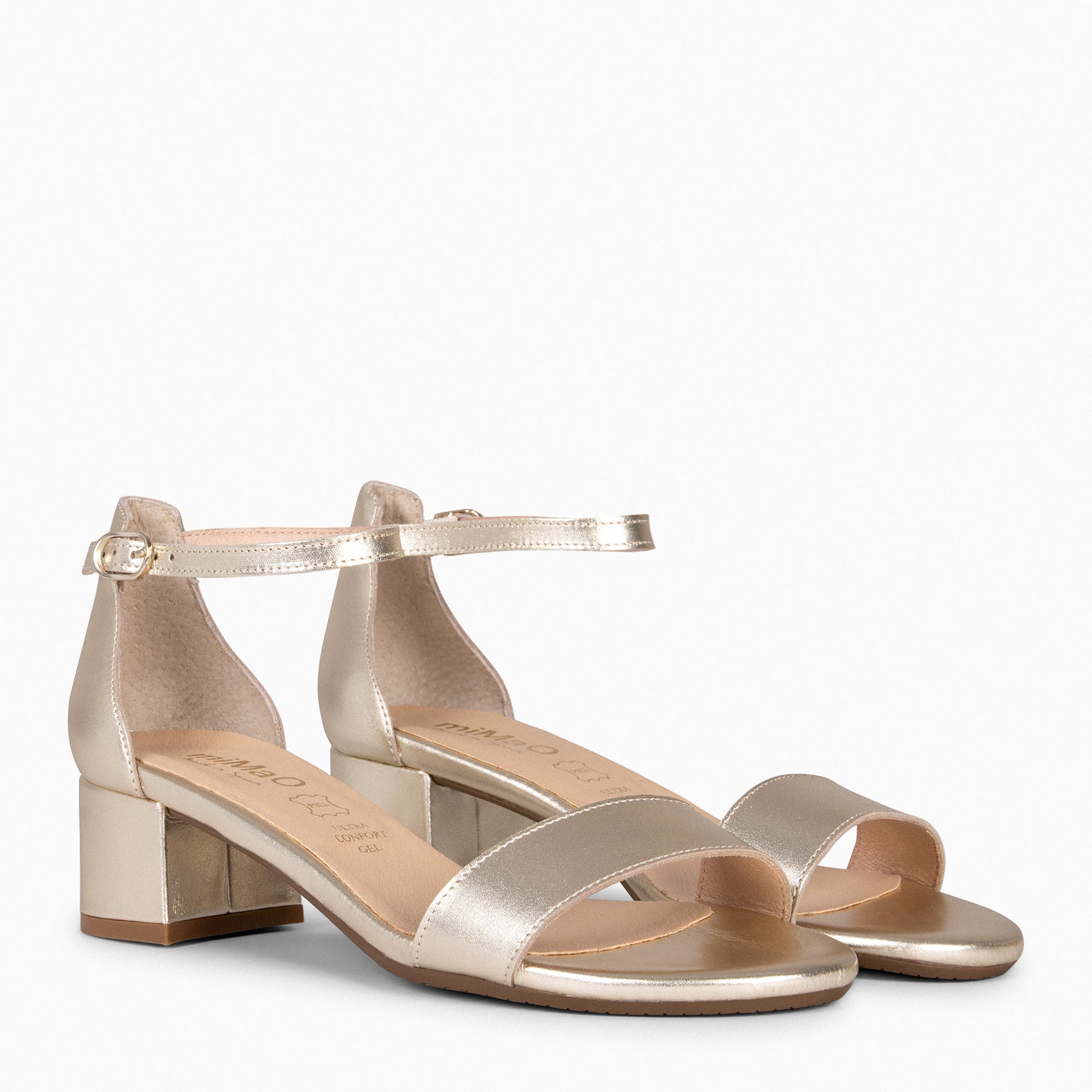 BEATRIZ – Sandalias de tacón ancho PLATINO