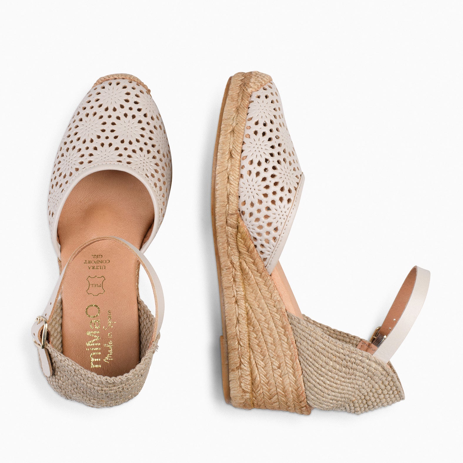 MALDIVAS - Cuñas de Esparto con pala de Napa BEIGE