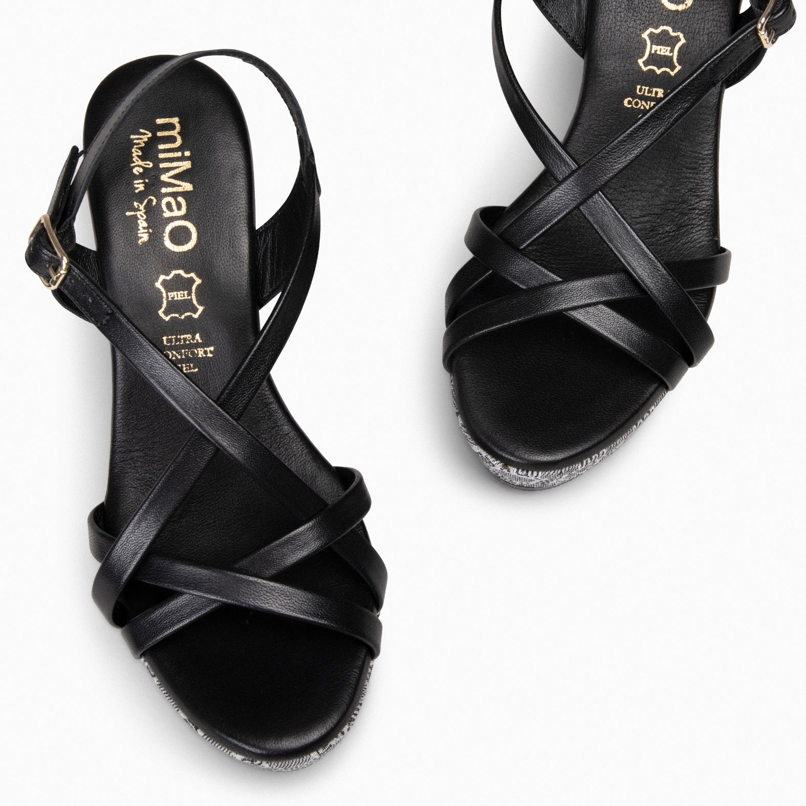 VALENTINA - Sandalias cuña NEGRO