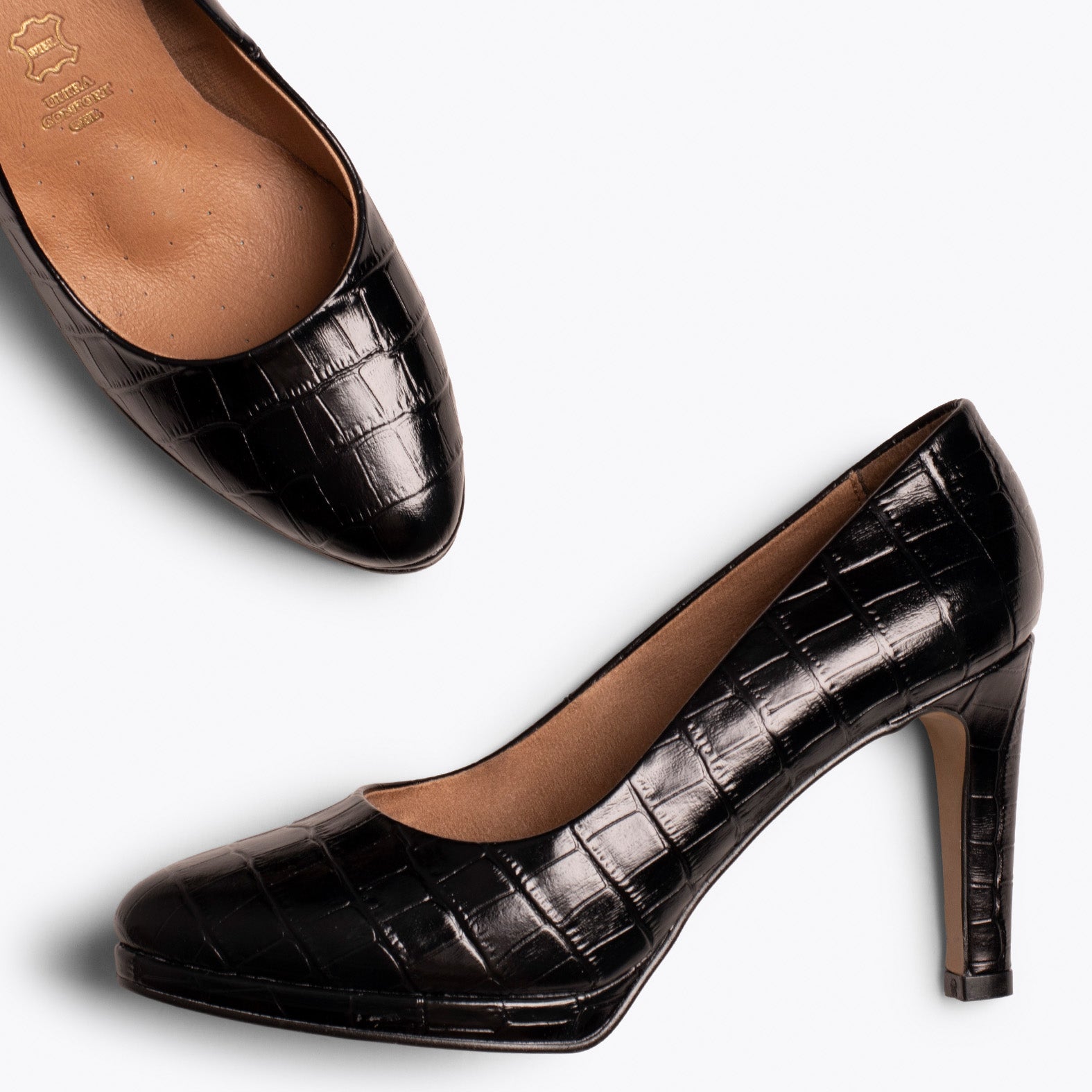PLATAFORMA - Zapatos de tacón fino estampado coco NEGRO