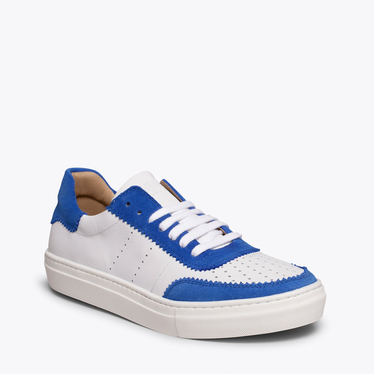 ROLLER  Zapatillas Blancas de mujer con festón AZUL