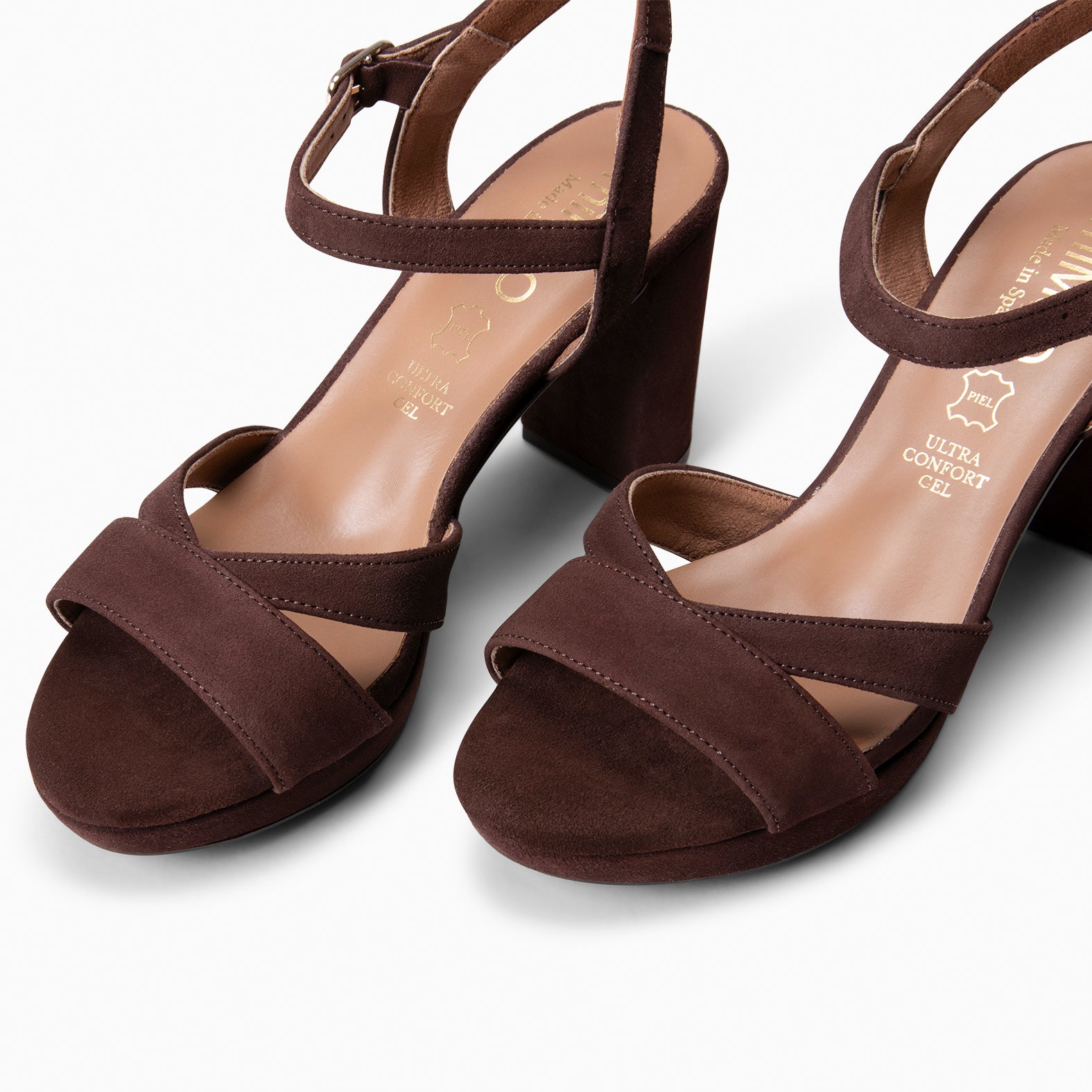 PARIS – Sandalias de fiesta con tacón alto y plataforma MARRON