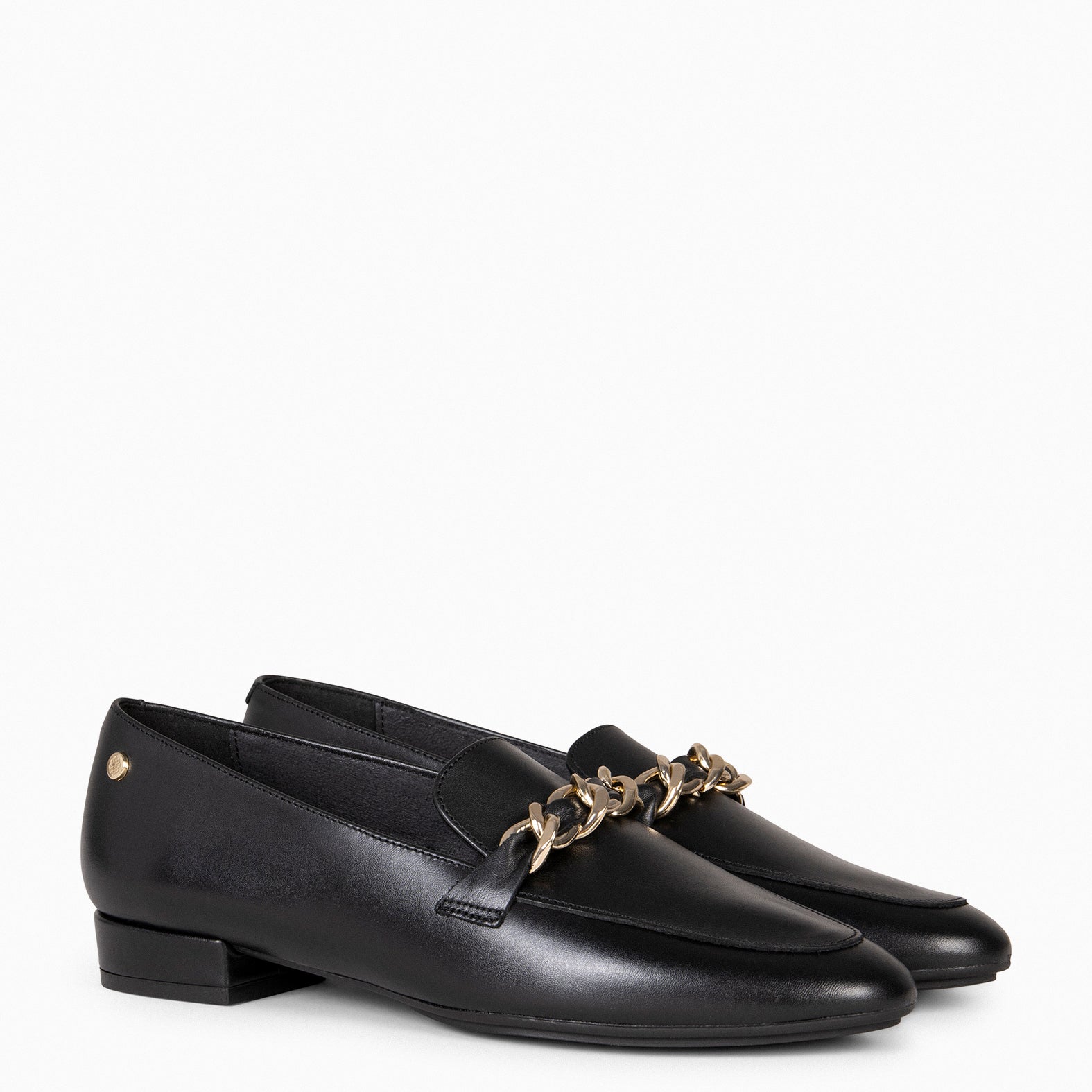 CHAIN - Mocasines planos con adorno metalizado NEGRO