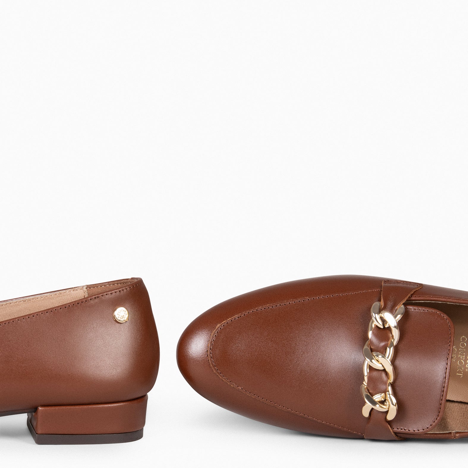 CHAIN – Mocasines planos con adorno metalizado MARRON