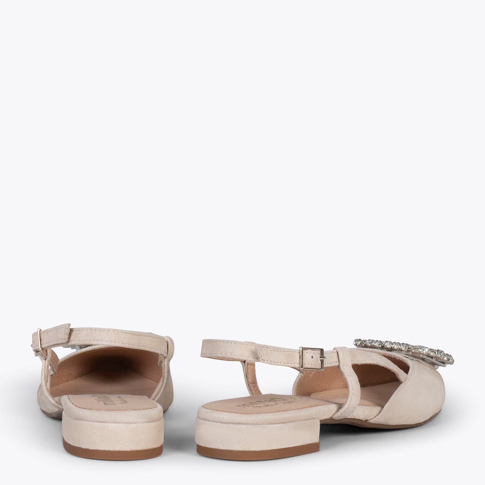 BRUNCH CRISTAL - Zapatos planos destalonados con adorno de cristal TAUPE