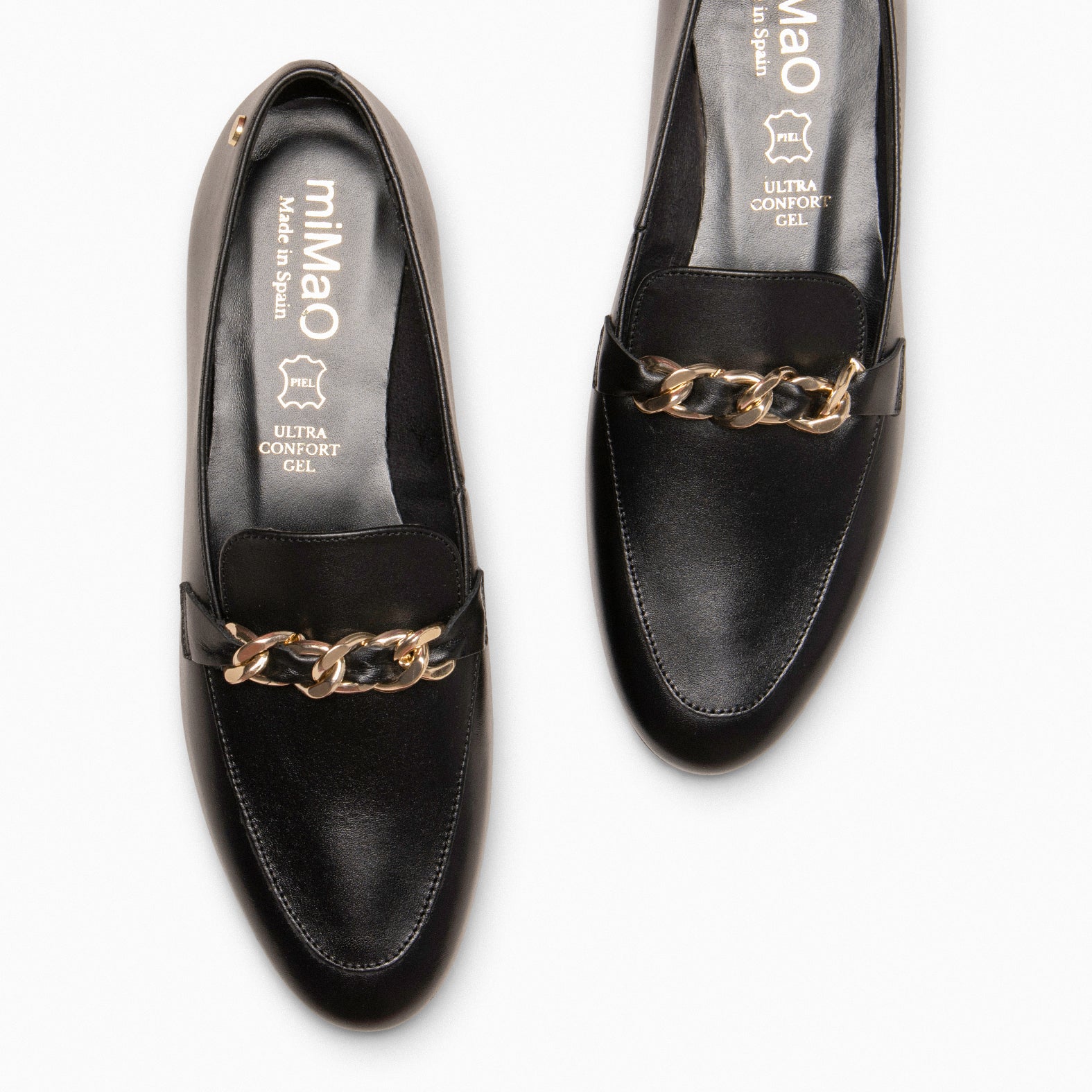 CHAIN - Mocasines planos con adorno metalizado NEGRO