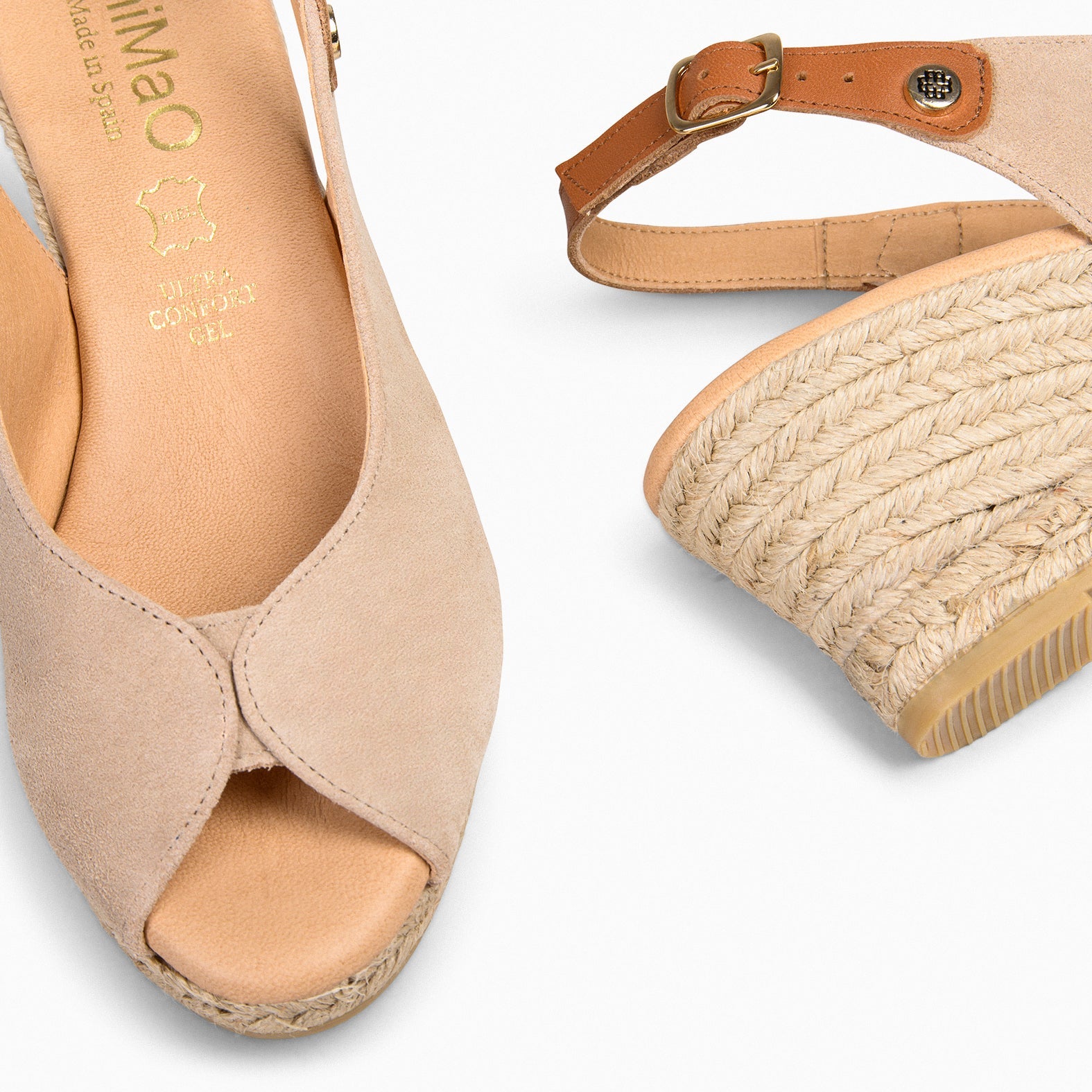 PETRA - Cuñas de esparto con plataforma BEIGE