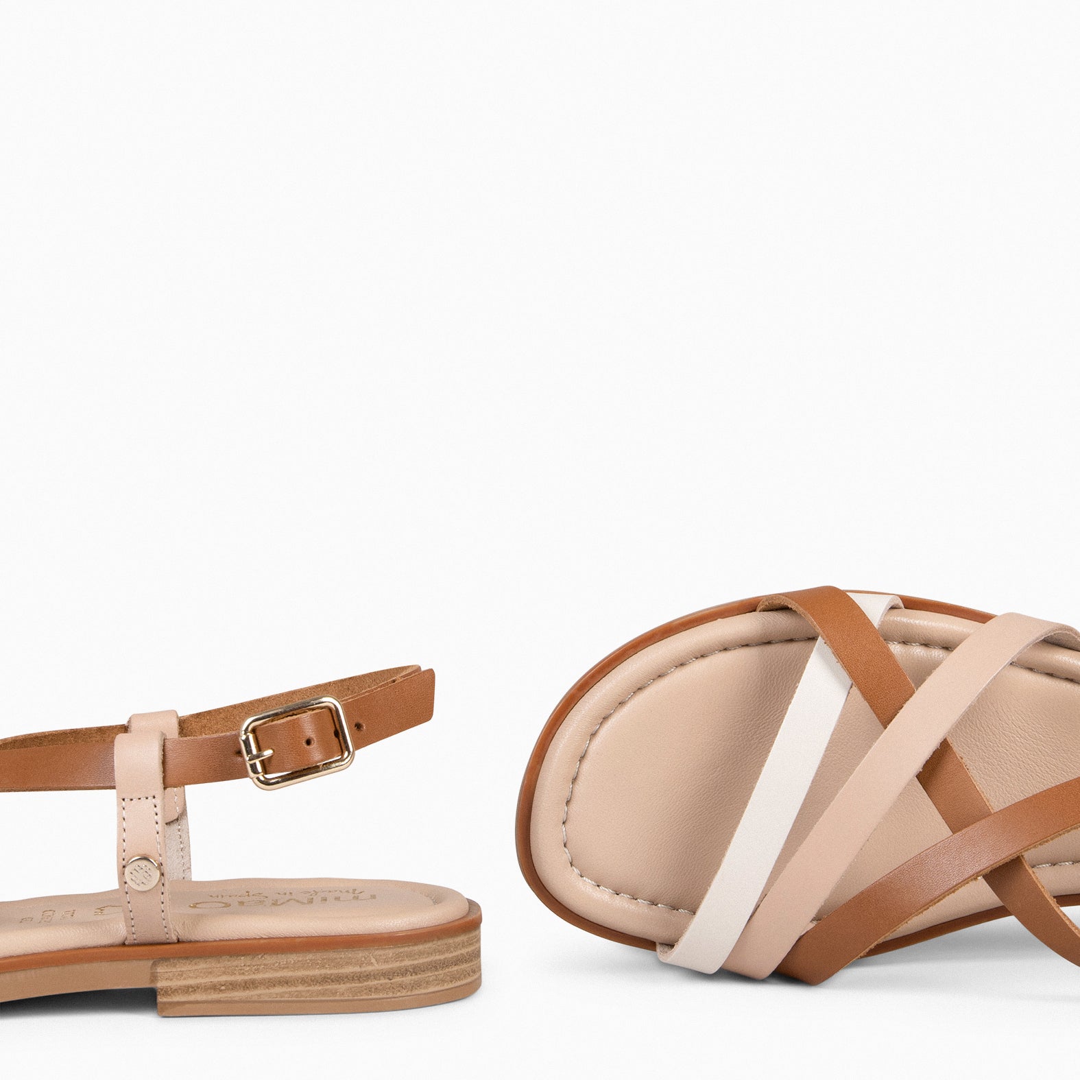 ELVA - Sandalias planas elegantes CAMEL