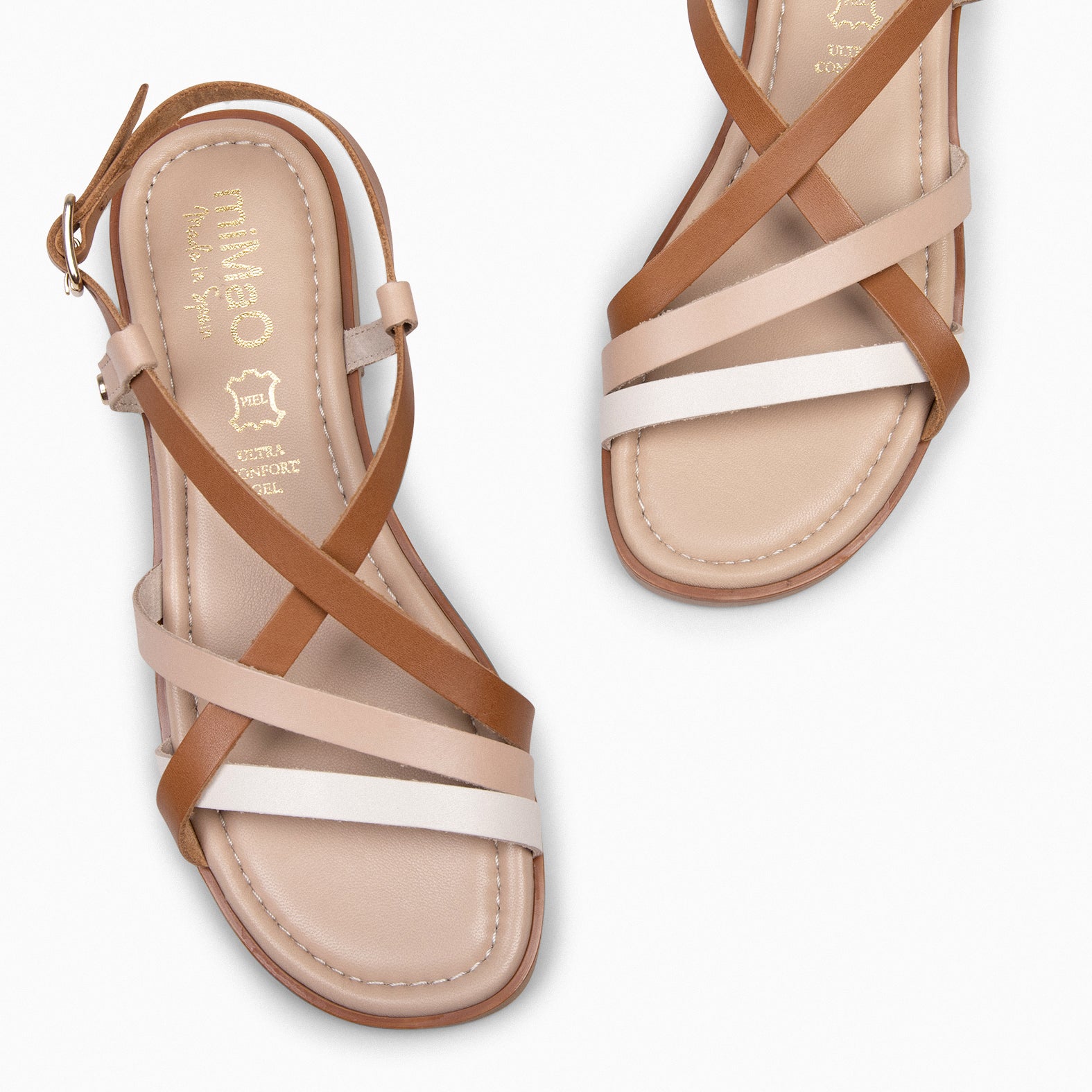 ELVA - Sandalias planas elegantes CAMEL