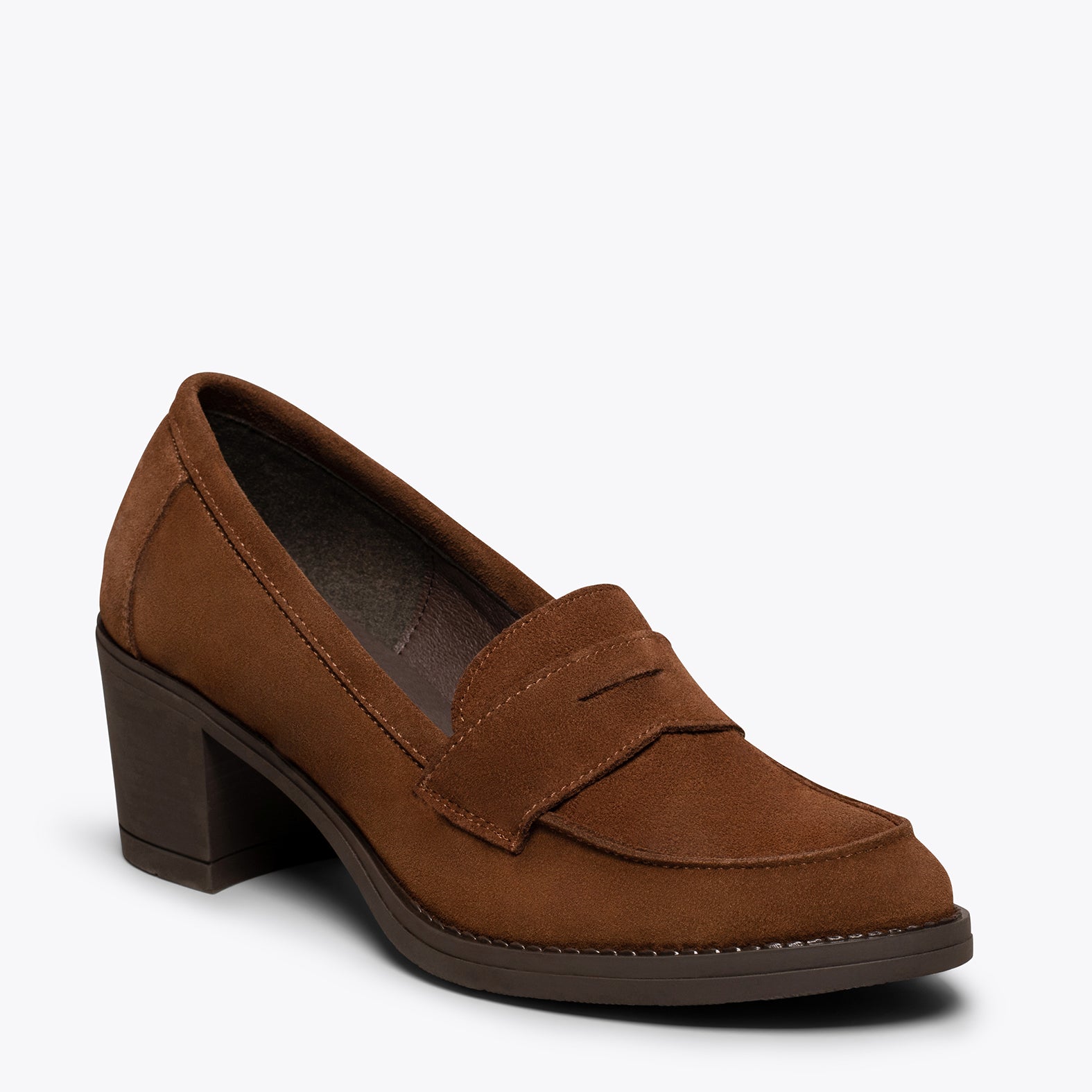 MOKKA Mocasines de mujer con tacón CUERO