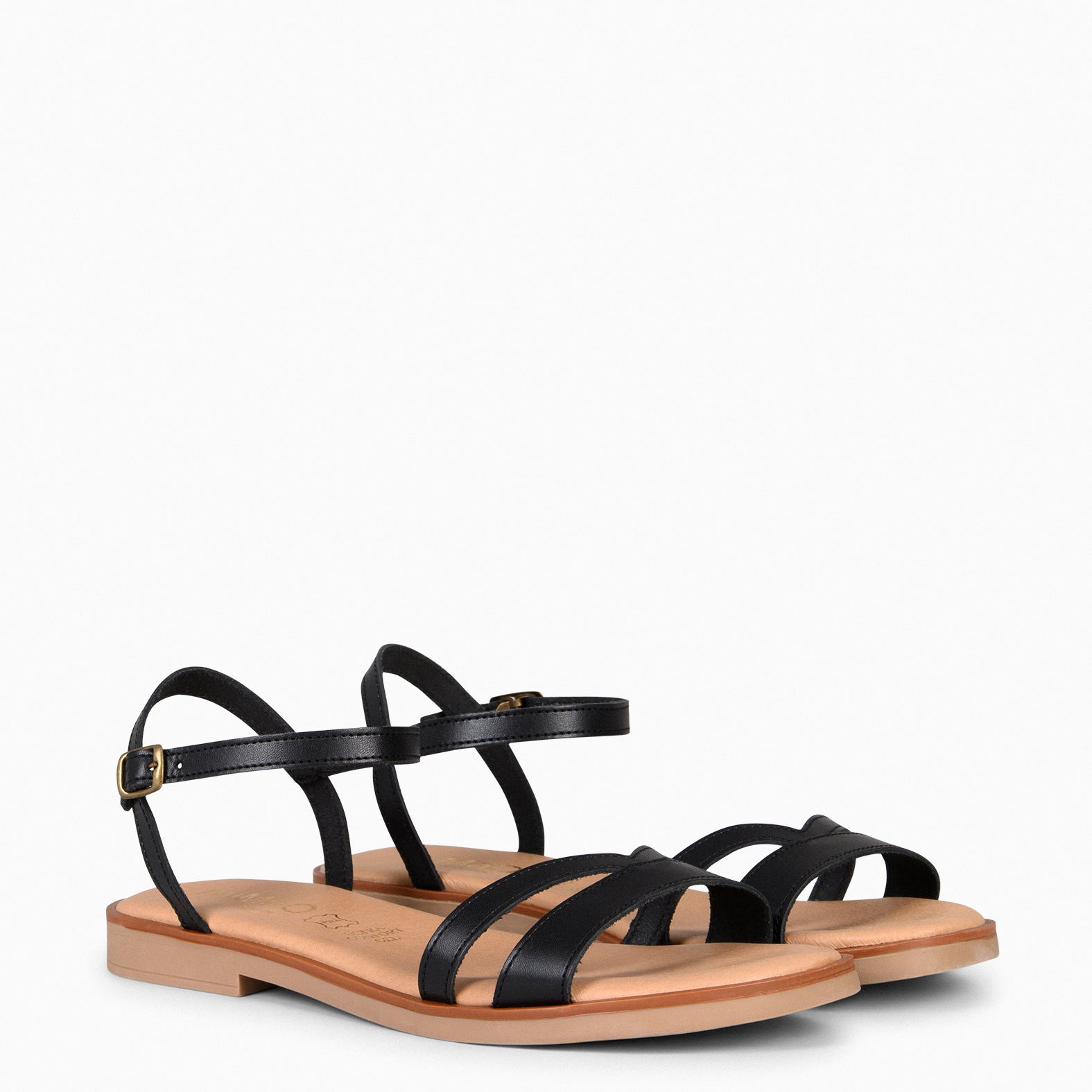 YAUNDE – Sandalias planas cómodas NEGRO