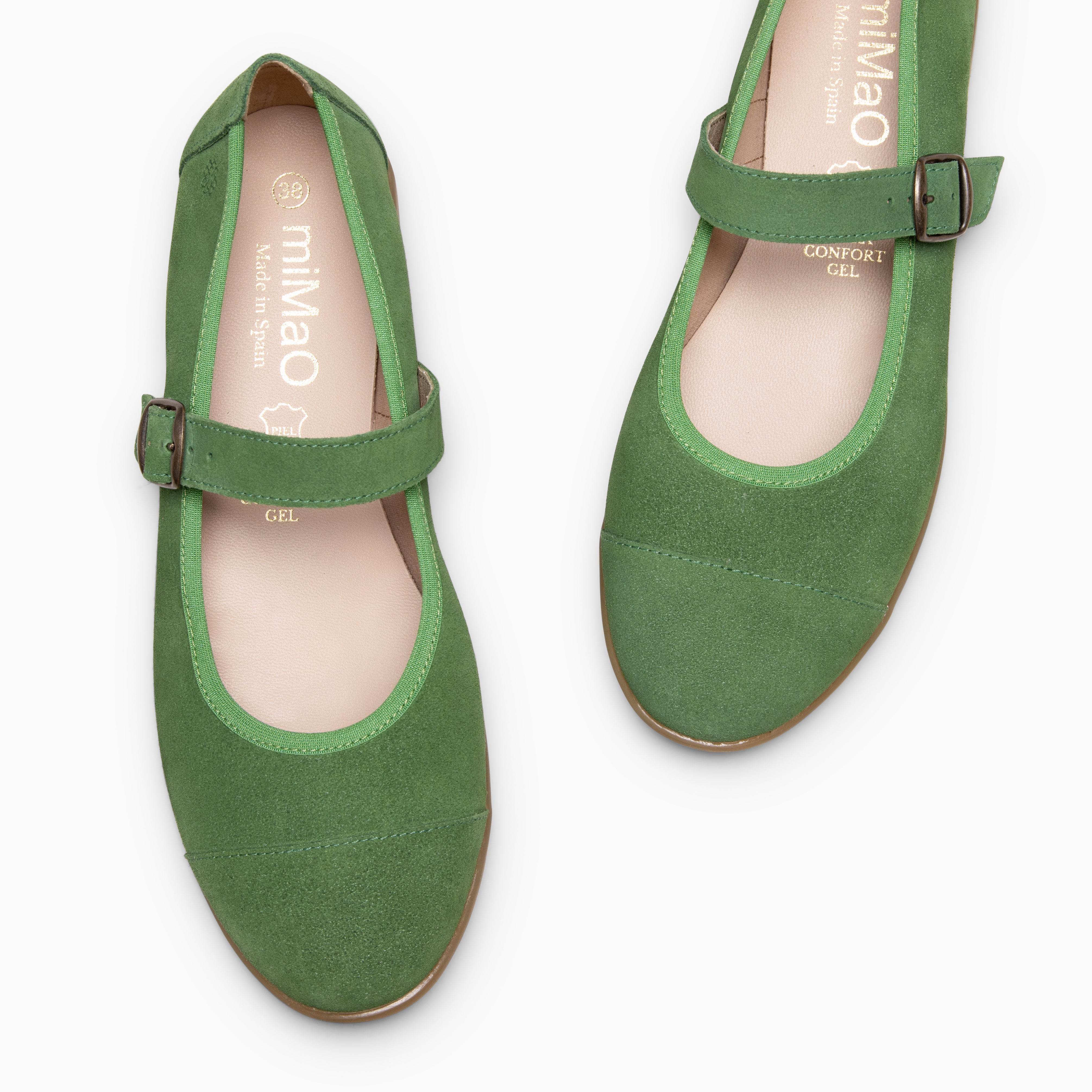 MICAELA - Merceditas de serraje VERDE