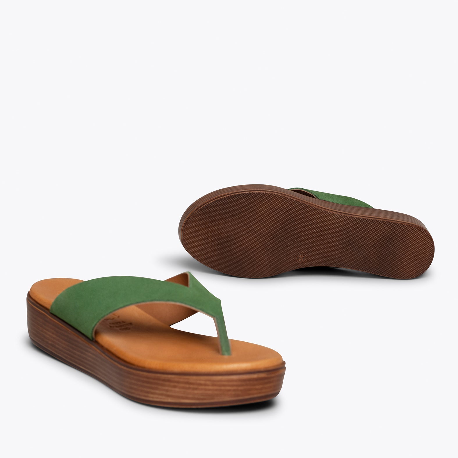 BASIC - Sandalias VERDES de dedo con plataforma