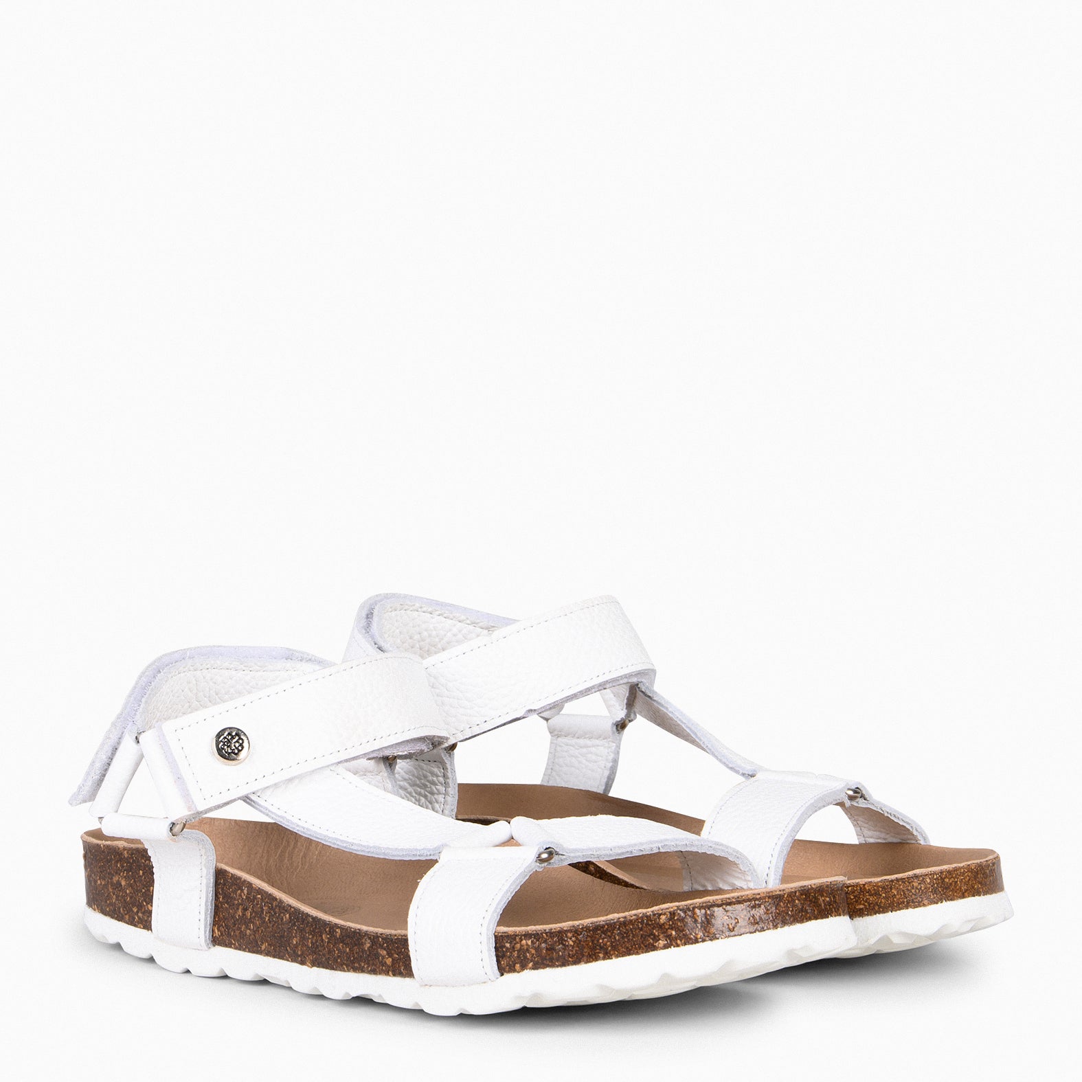 LAURA - Sandalias BIO con velcro BLANCO