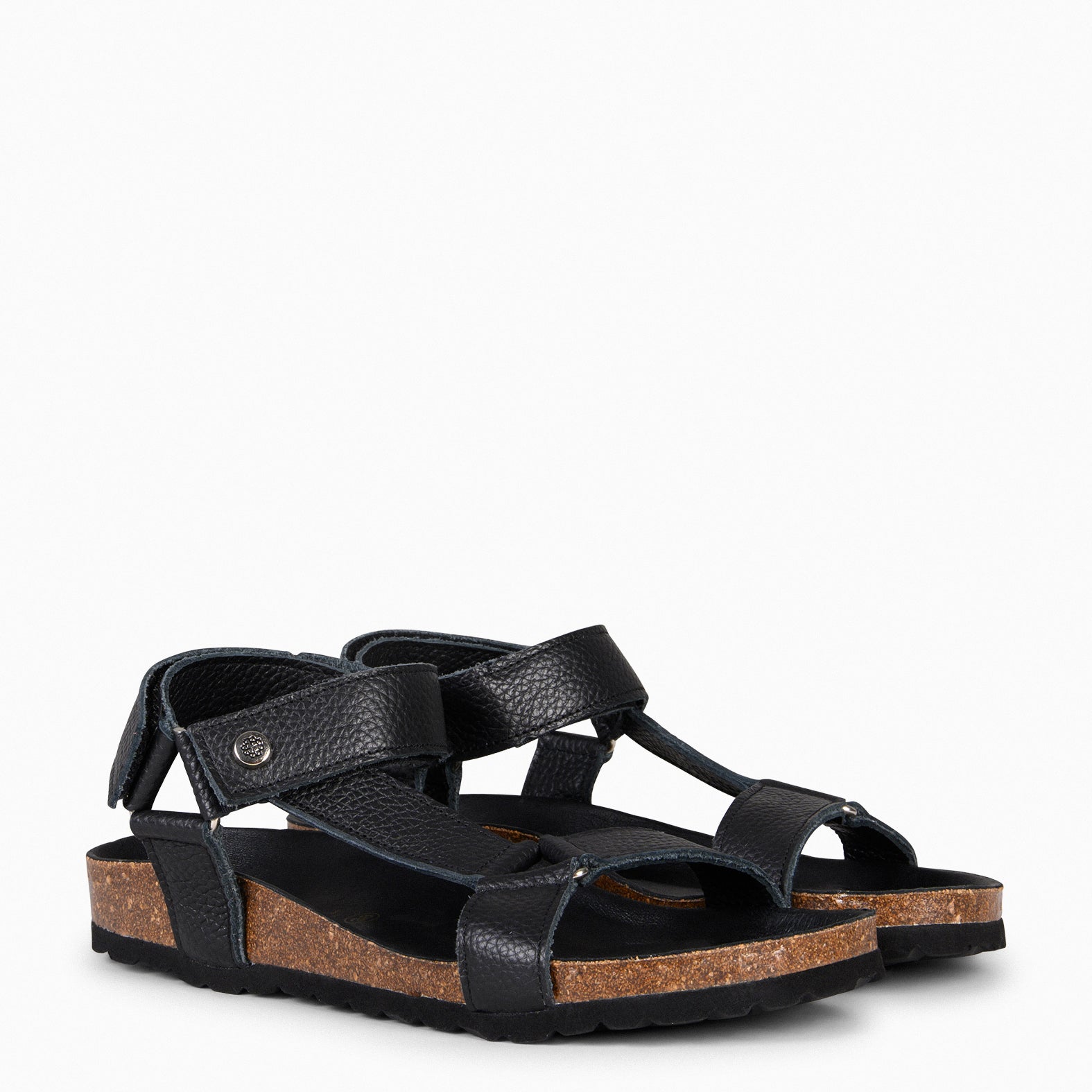 LAURA - Sandalias BIO con velcro NEGRO