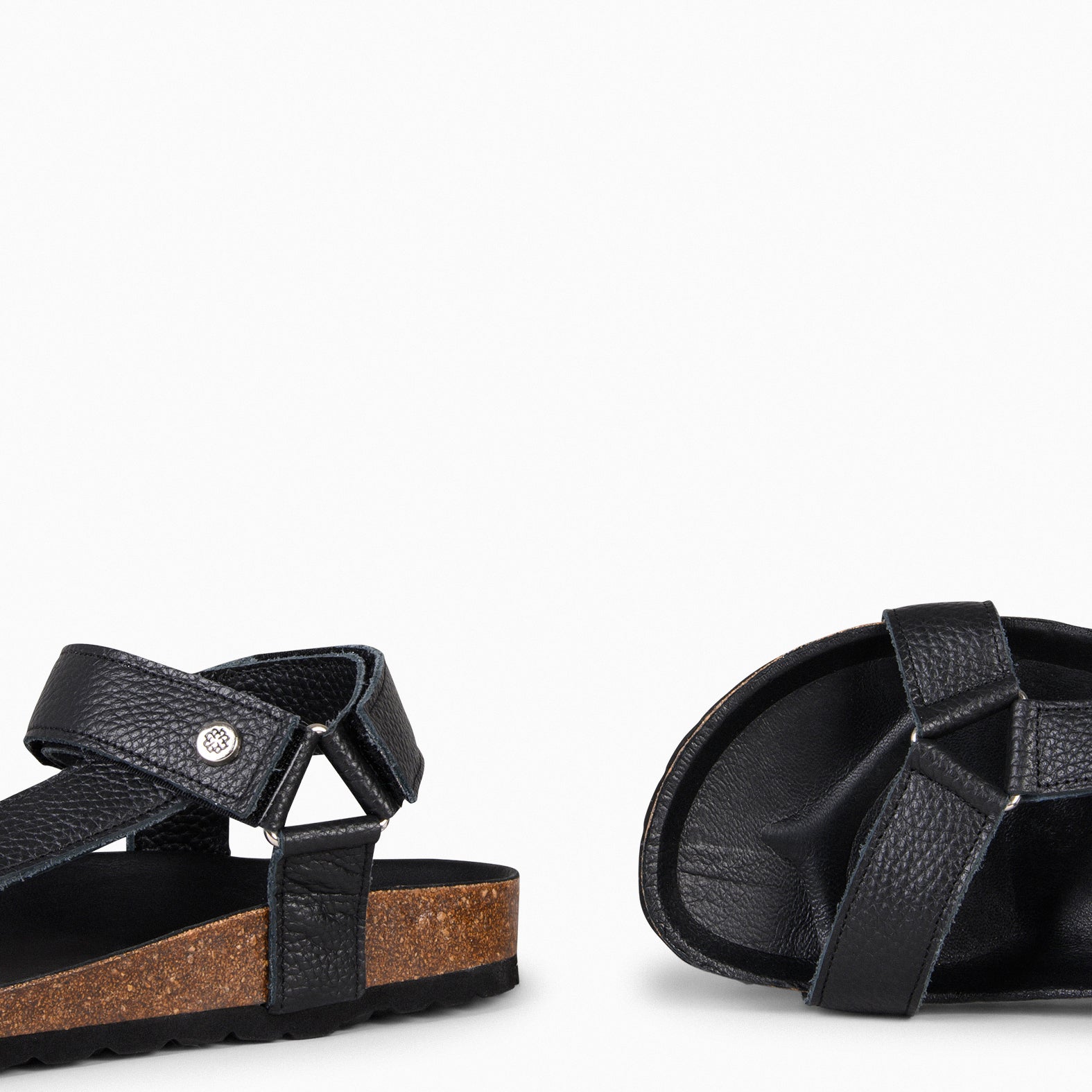 LAURA - Sandalias BIO con velcro NEGRO