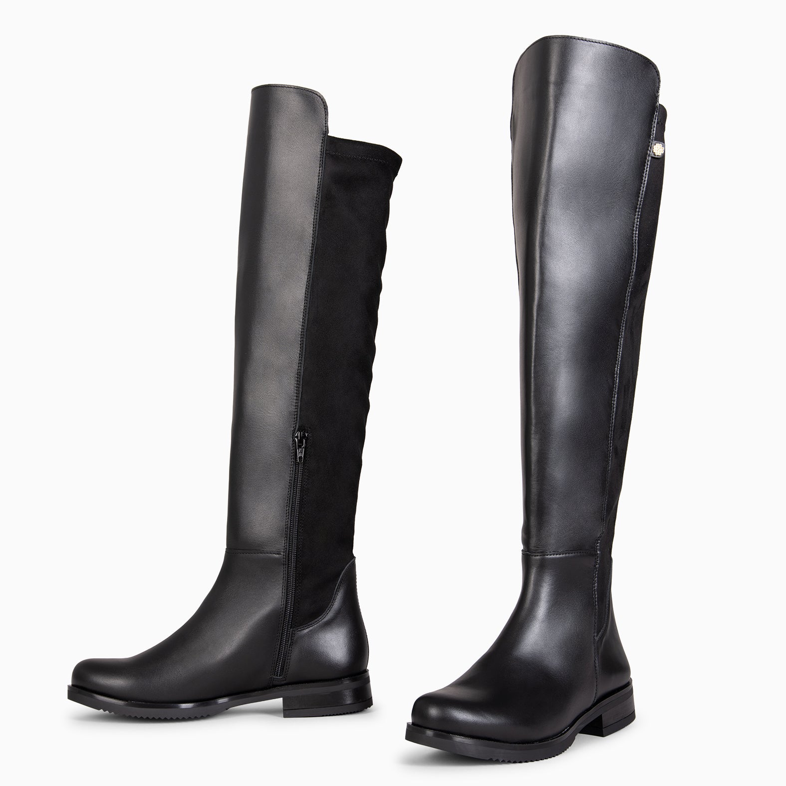 LIA - Bota alta de piel NEGRO