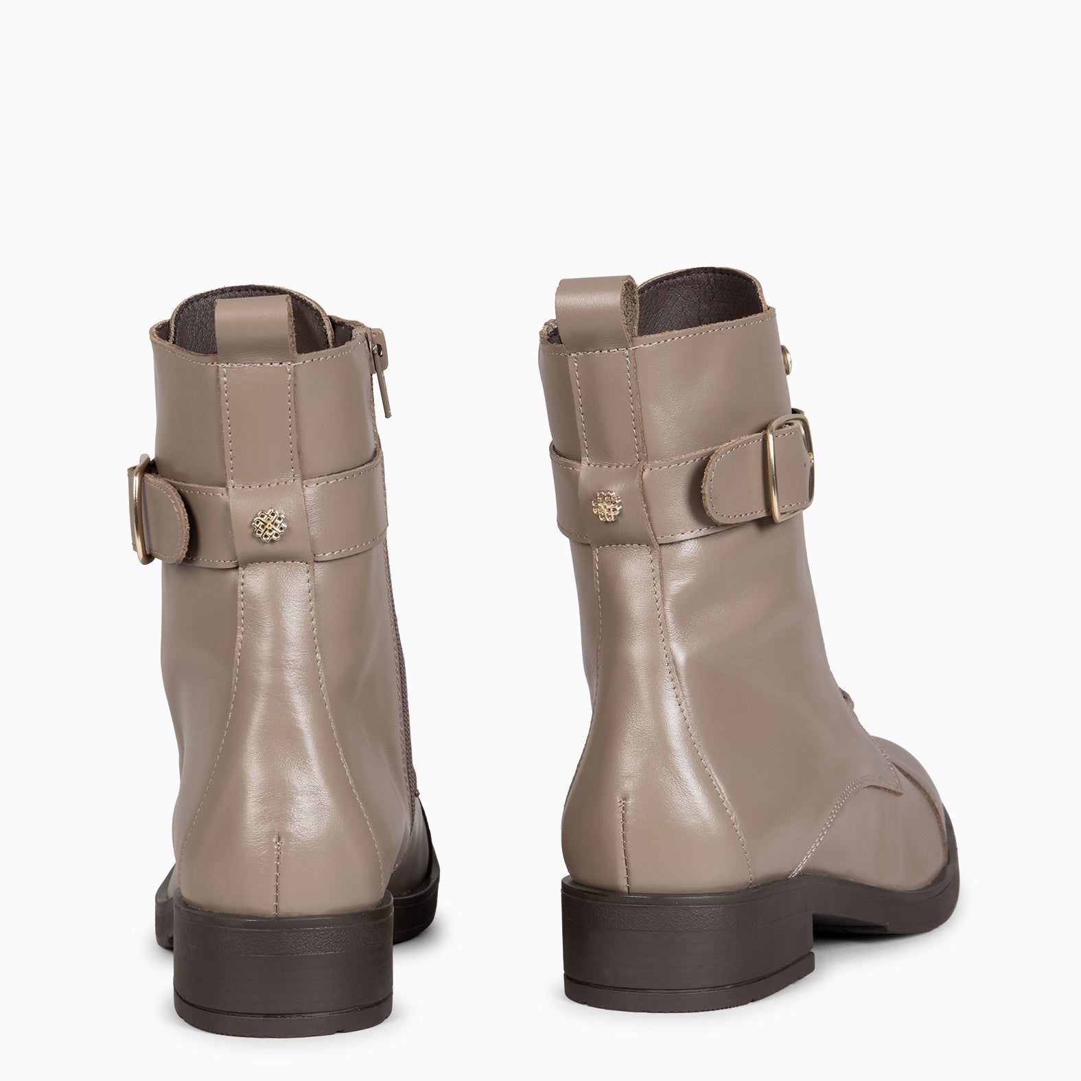 BELFAST – Botines con cordones de piel TAUPE NAPA
