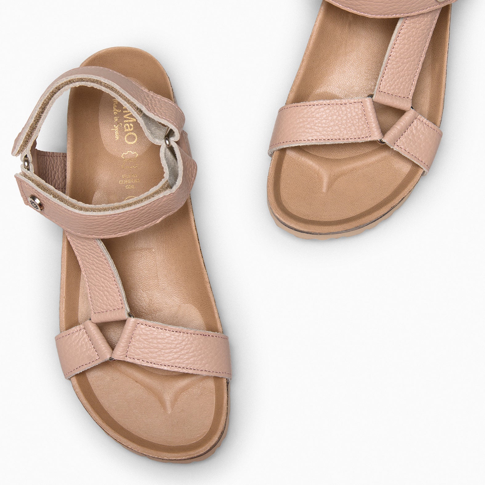 LAURA - Sandalias BIO con velcro NUDE