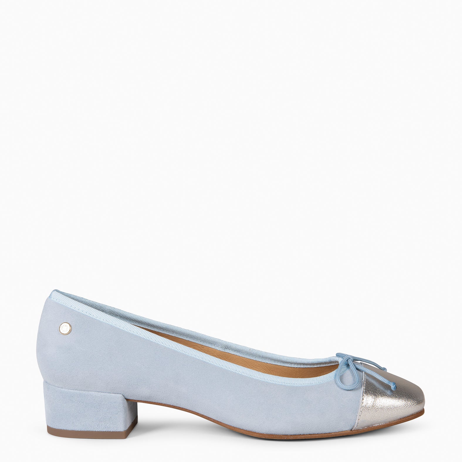 GLAMOUR – Bailarinas con tacón y puntera de napa AZUL