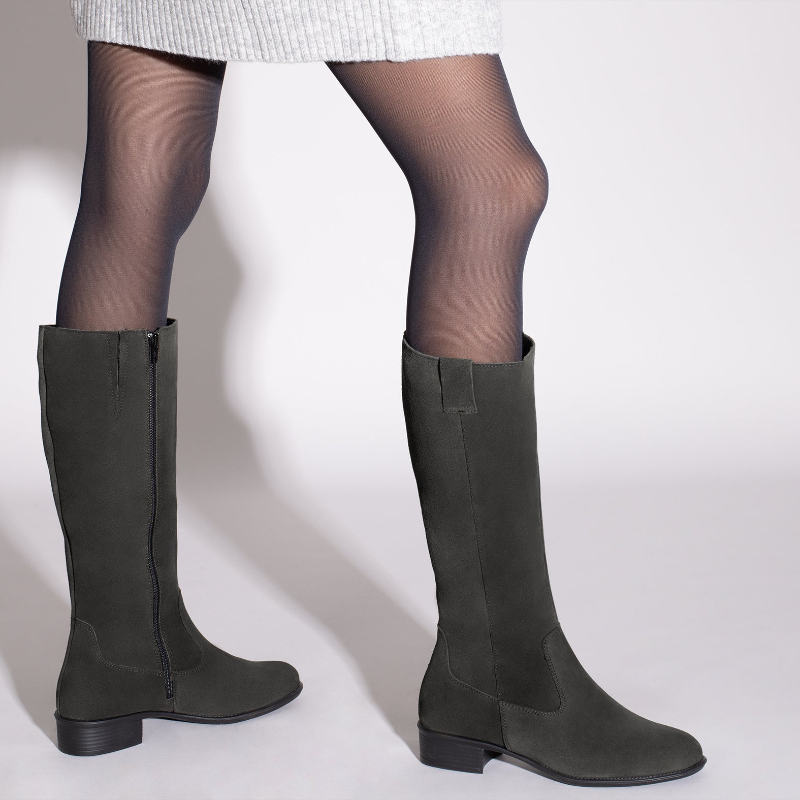 TEXAS Botas GRISES de tacón bajo