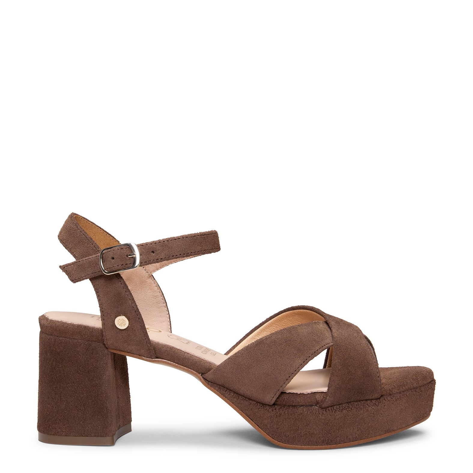 CERDEÑA - Sandalias de tacón ancho y plataforma MARRON