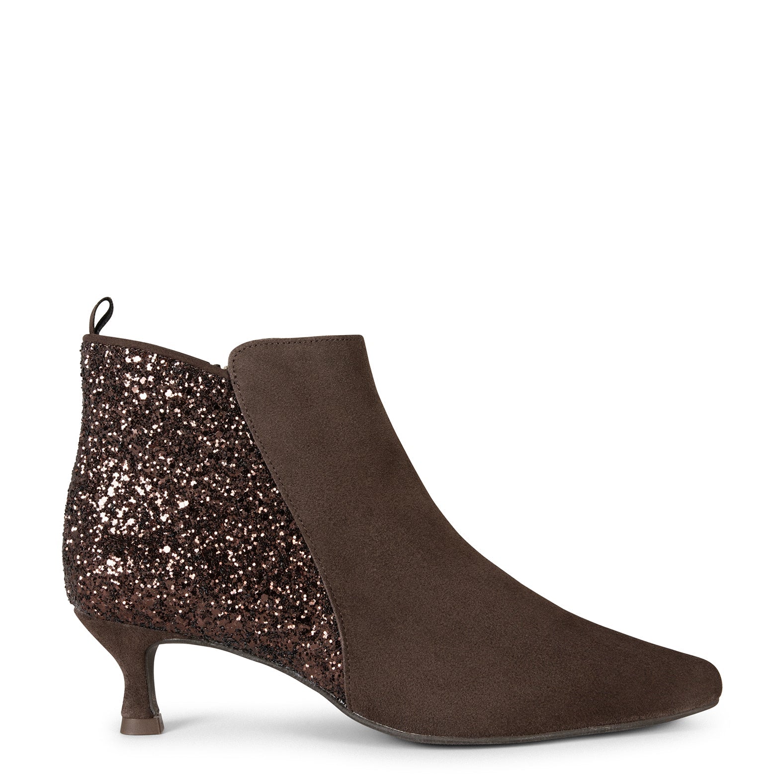 ROYAL - Botines tacón bajo MARRÓN GLITTER