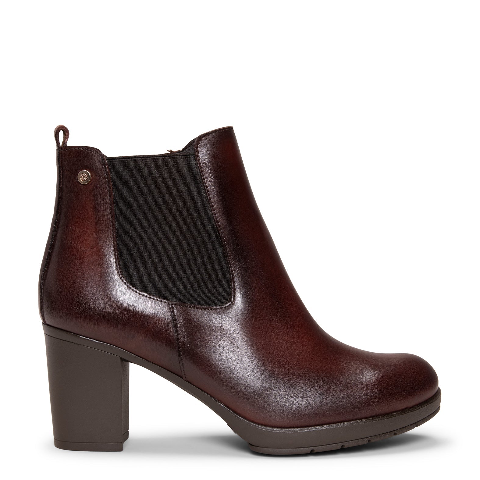 SABRINA – Botin de tacón alto con elástico lateral MARRON