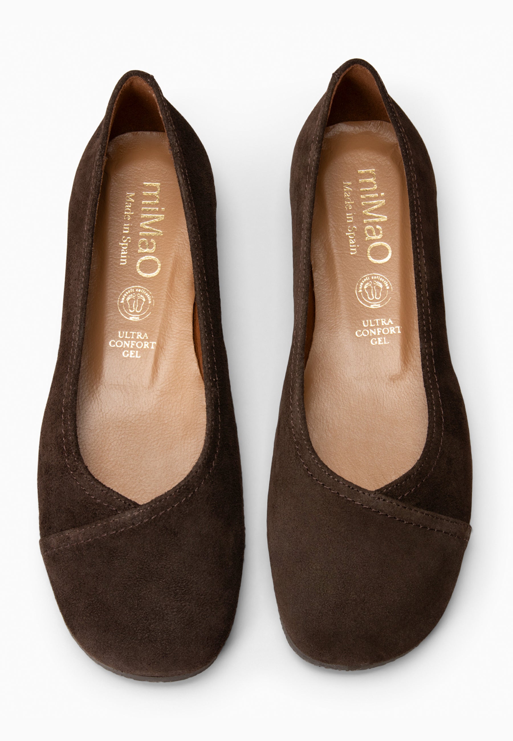PLUMA - Bailarina baresoft de serraje en MARRON
