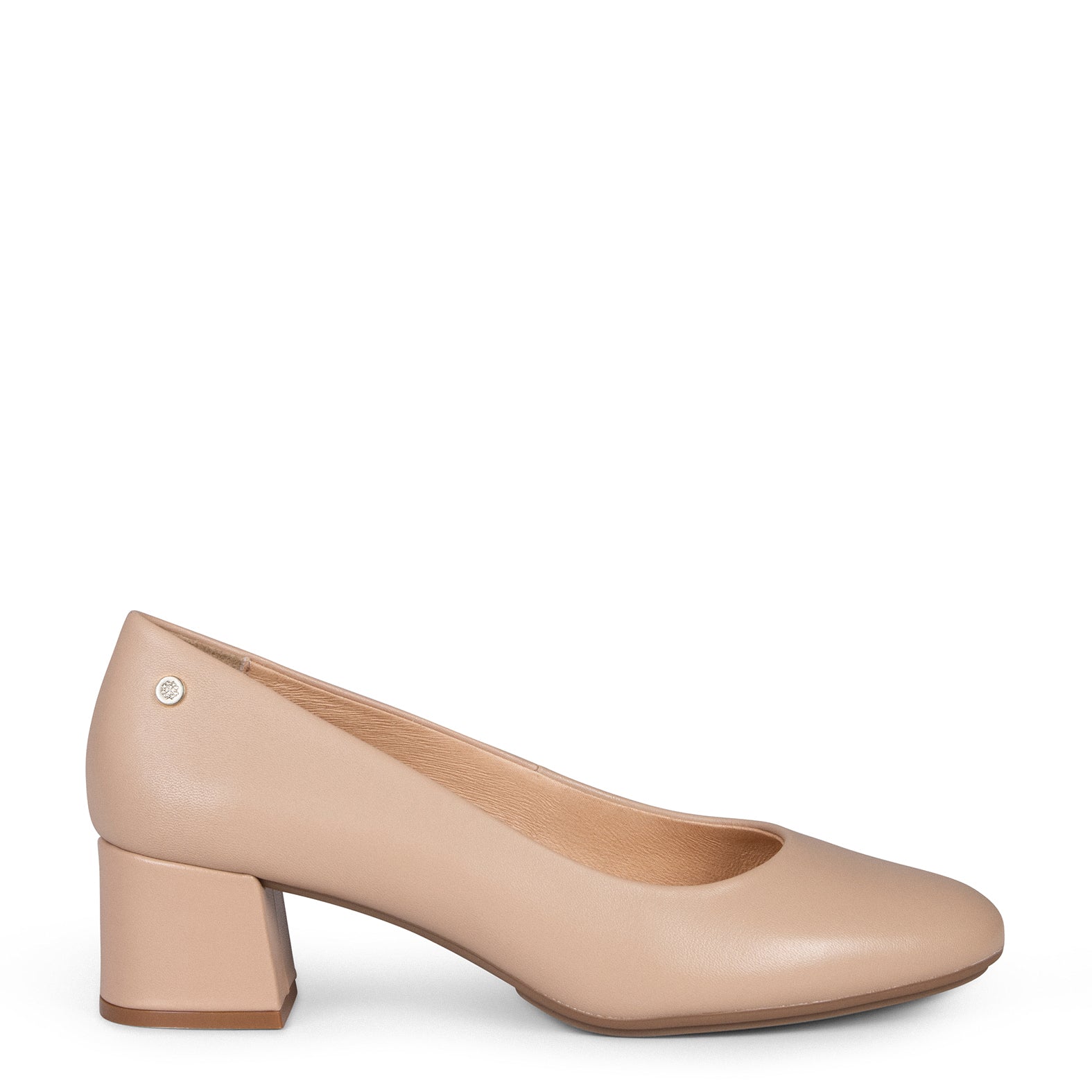 URBAN REDONDO SALÓN – Zapatos de tacón bajo de napa NUDE