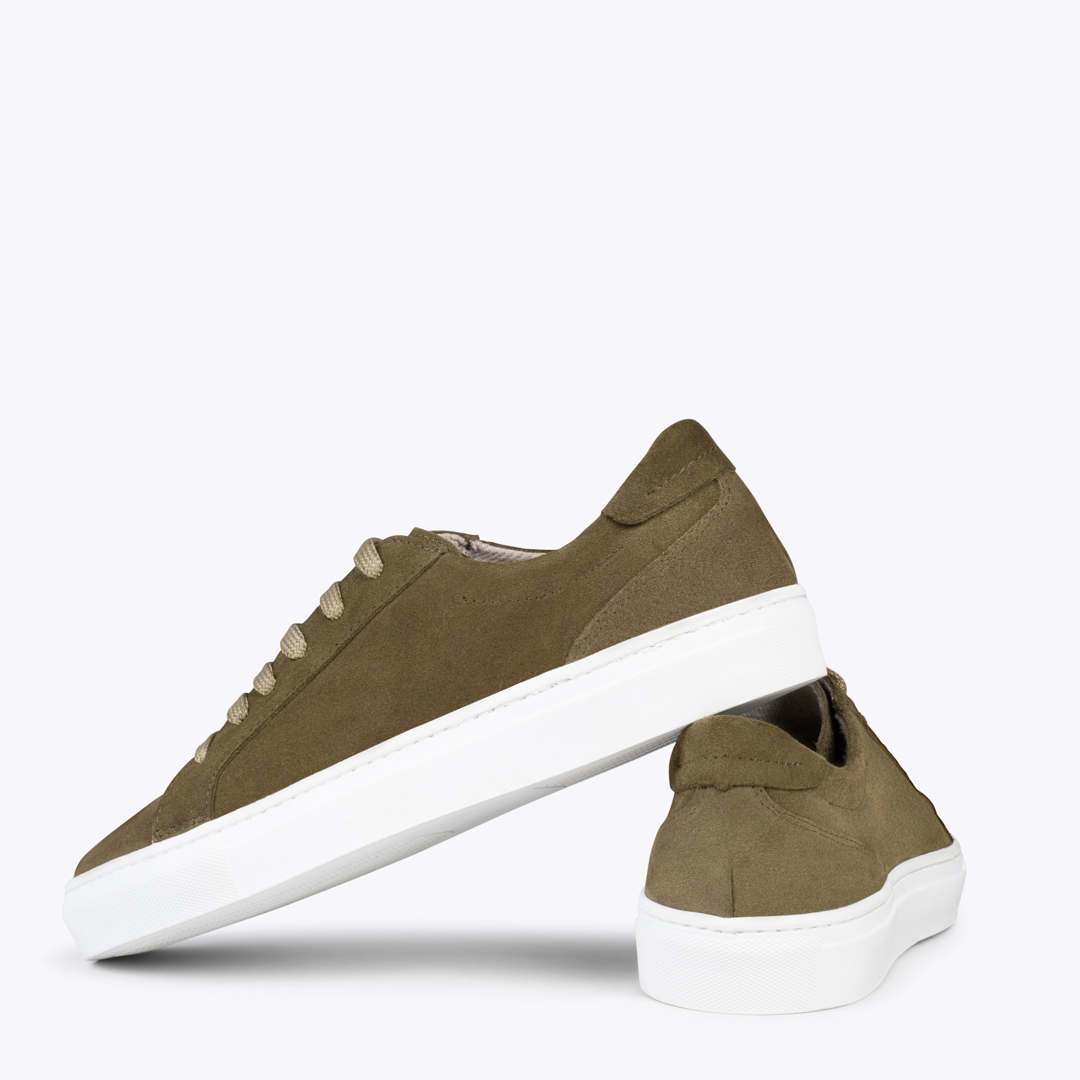 ENJOY – Sneakers de piel de serraje VERDE