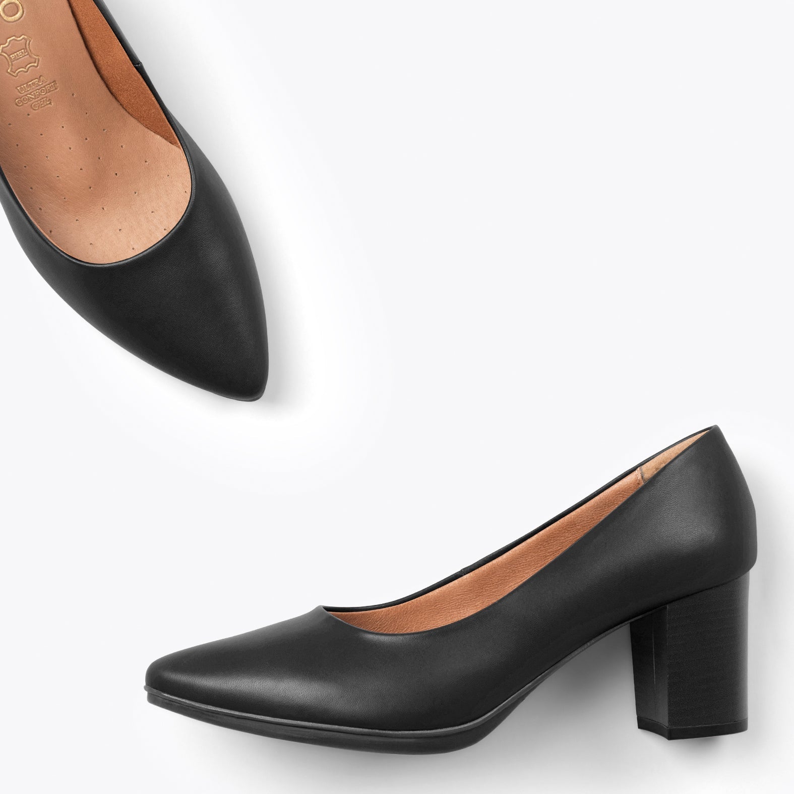 URBAN S SALON – Zapatos de tacón medio de napa NEGRO