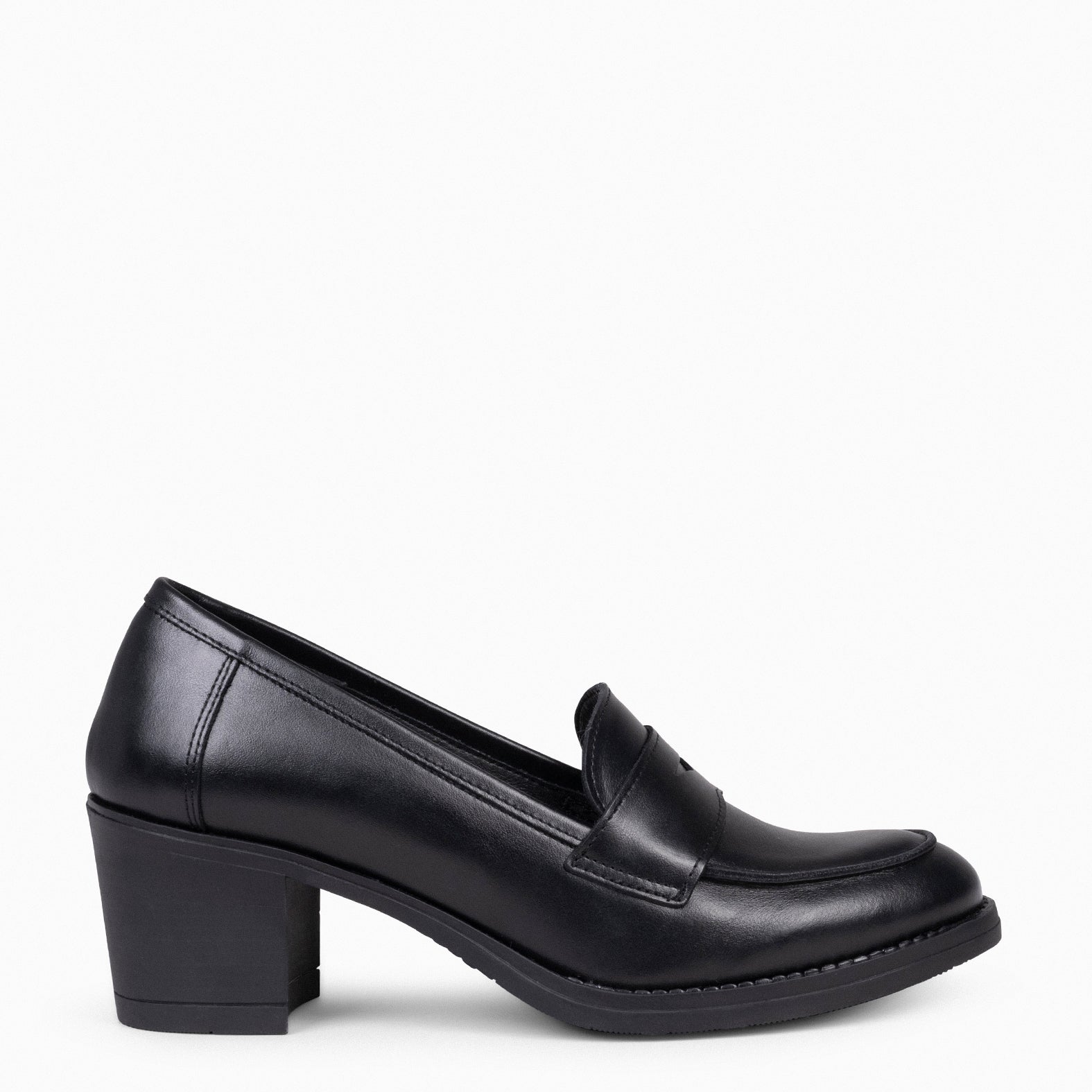 MOKKA – Mocasín de napa con tacón NEGRO