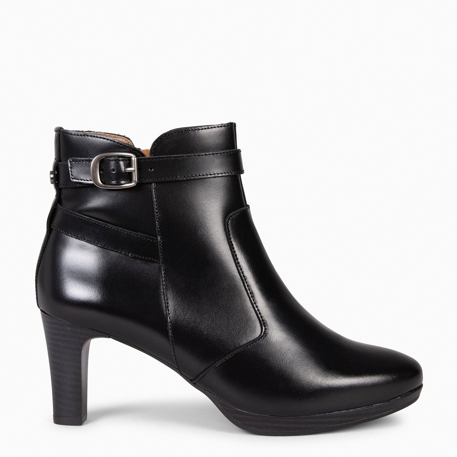 MILÁN – Botines de tacón y pulsera decorativa NEGRO