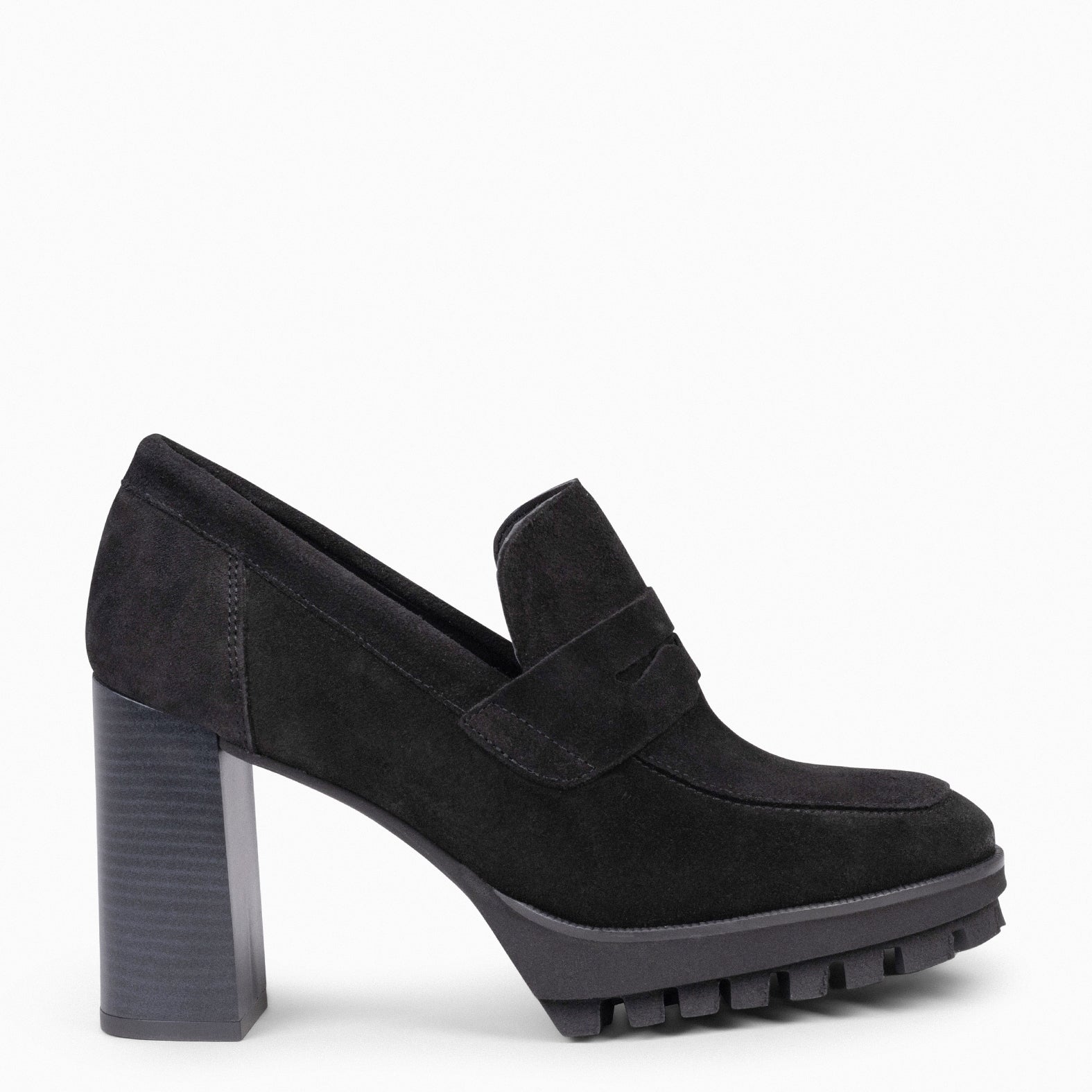 TREND – Mocasín con tacón y plataforma NEGRO