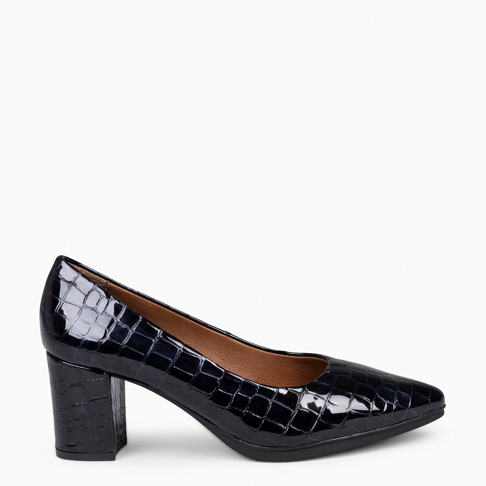 URBAN S COCO – Zapatos de tacón con textura de cocodrilo NEGRO