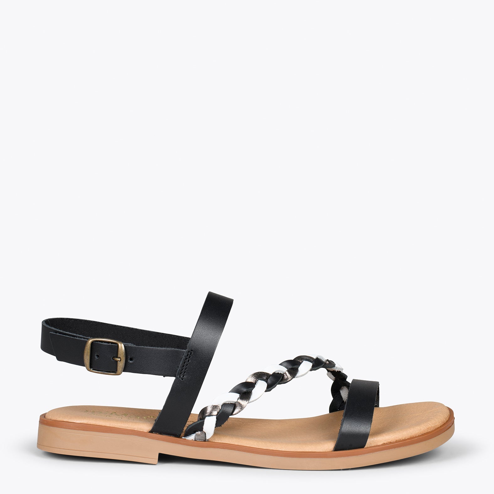 ÁSTER - Sandalias planas NEGRAS con hebilla