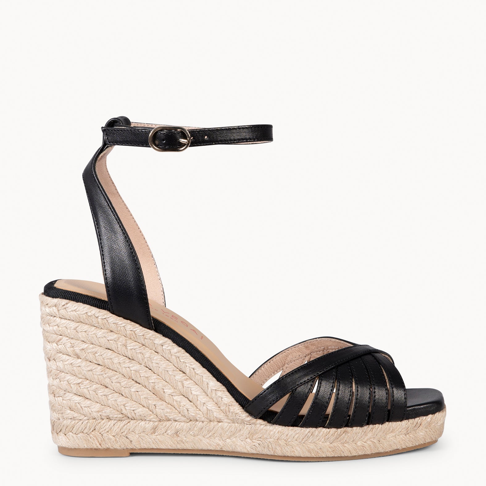 ISABEL - SANDALIAS NEGRAS DE TIRAS CRUZADAS CON CUÑA