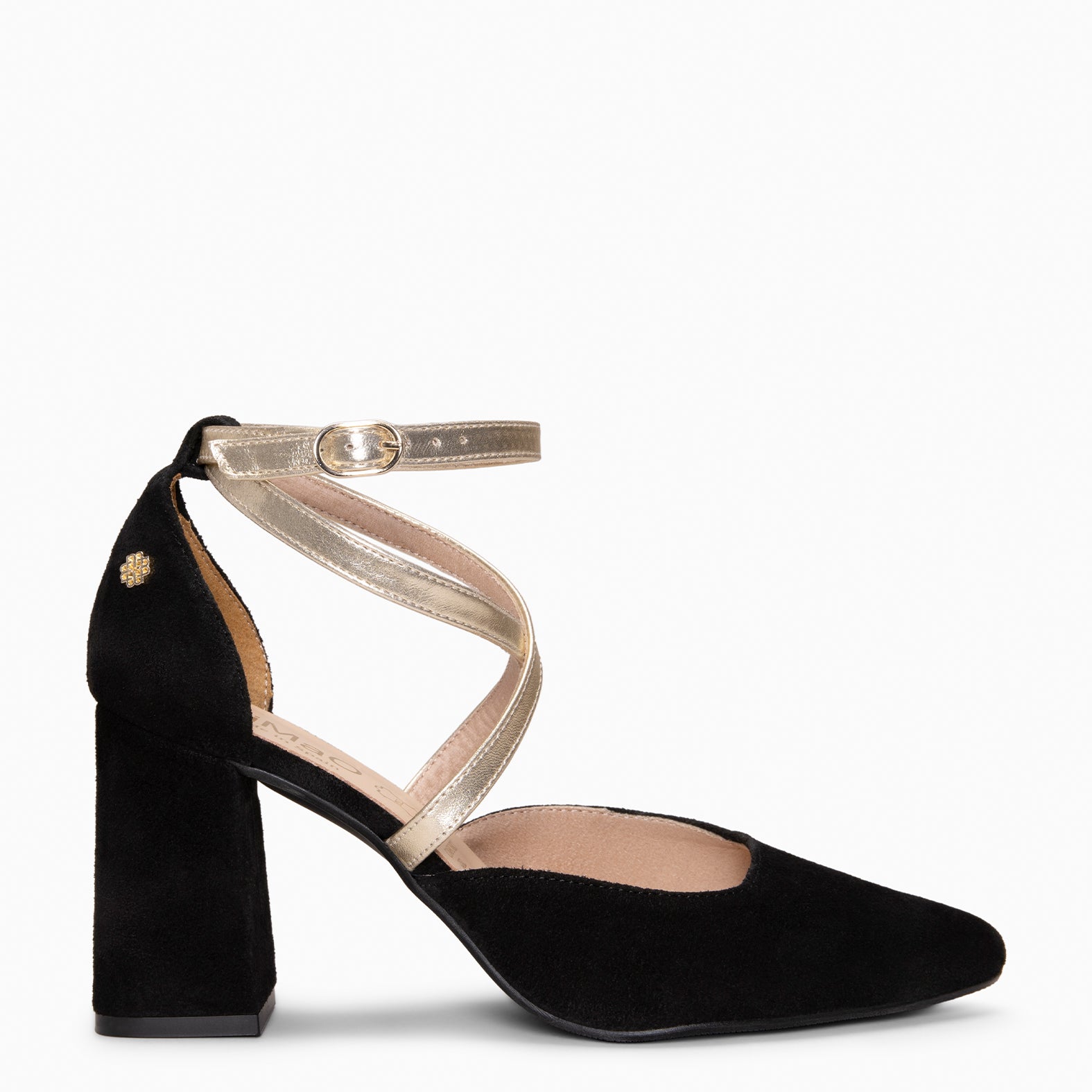 ARIEL - Zapato de tacón ancho NEGRO METAL