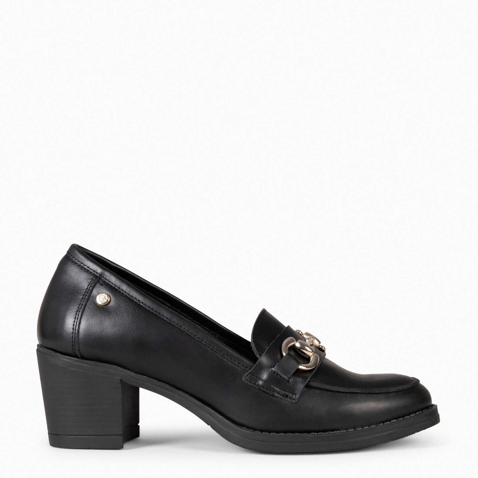 FABIOLA – Mocasines con tacón de napa NEGRO