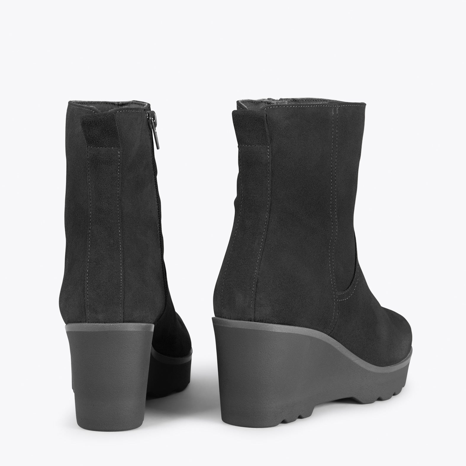 JEANS  – Botines con caña media y plataforma NEGRO