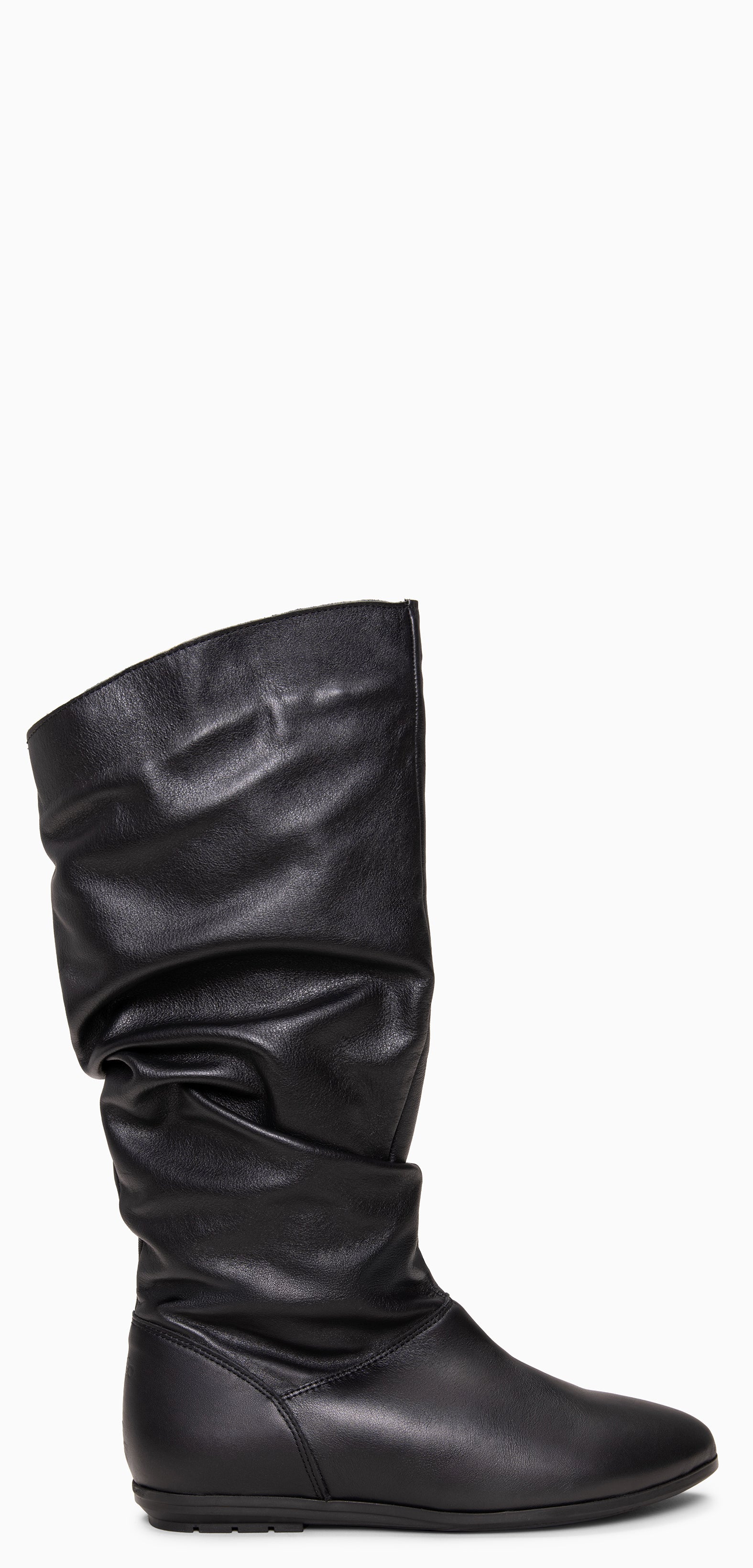 FIONA - Botas arrugadas de piel NEGRO
