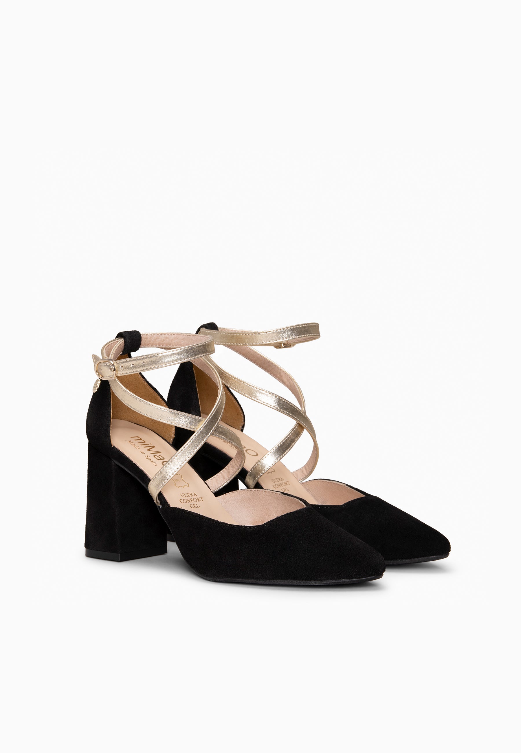 ARIEL - Zapato de tacón ancho NEGRO METAL