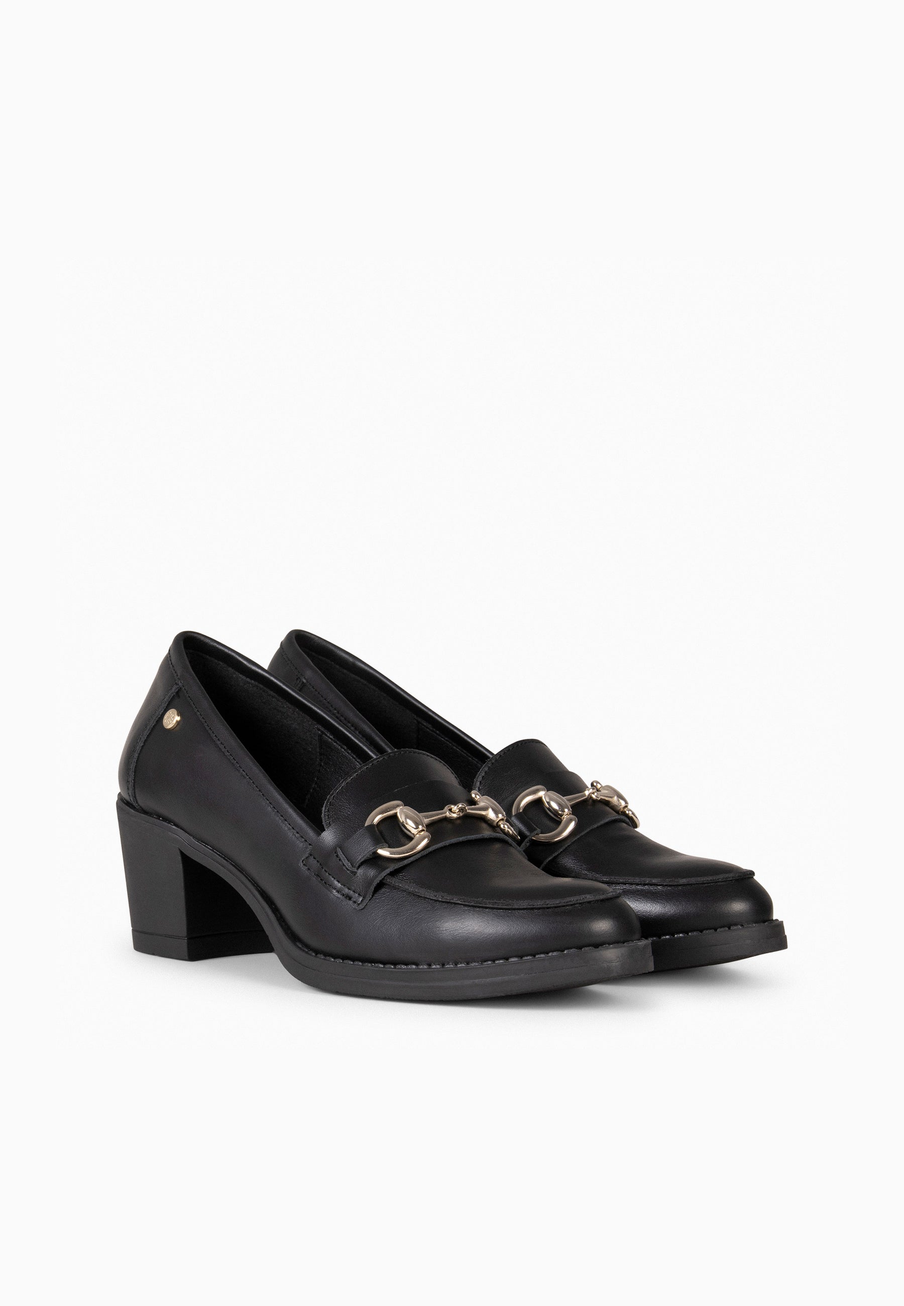 FABIOLA - Mocasines con tacón de napa NEGRO