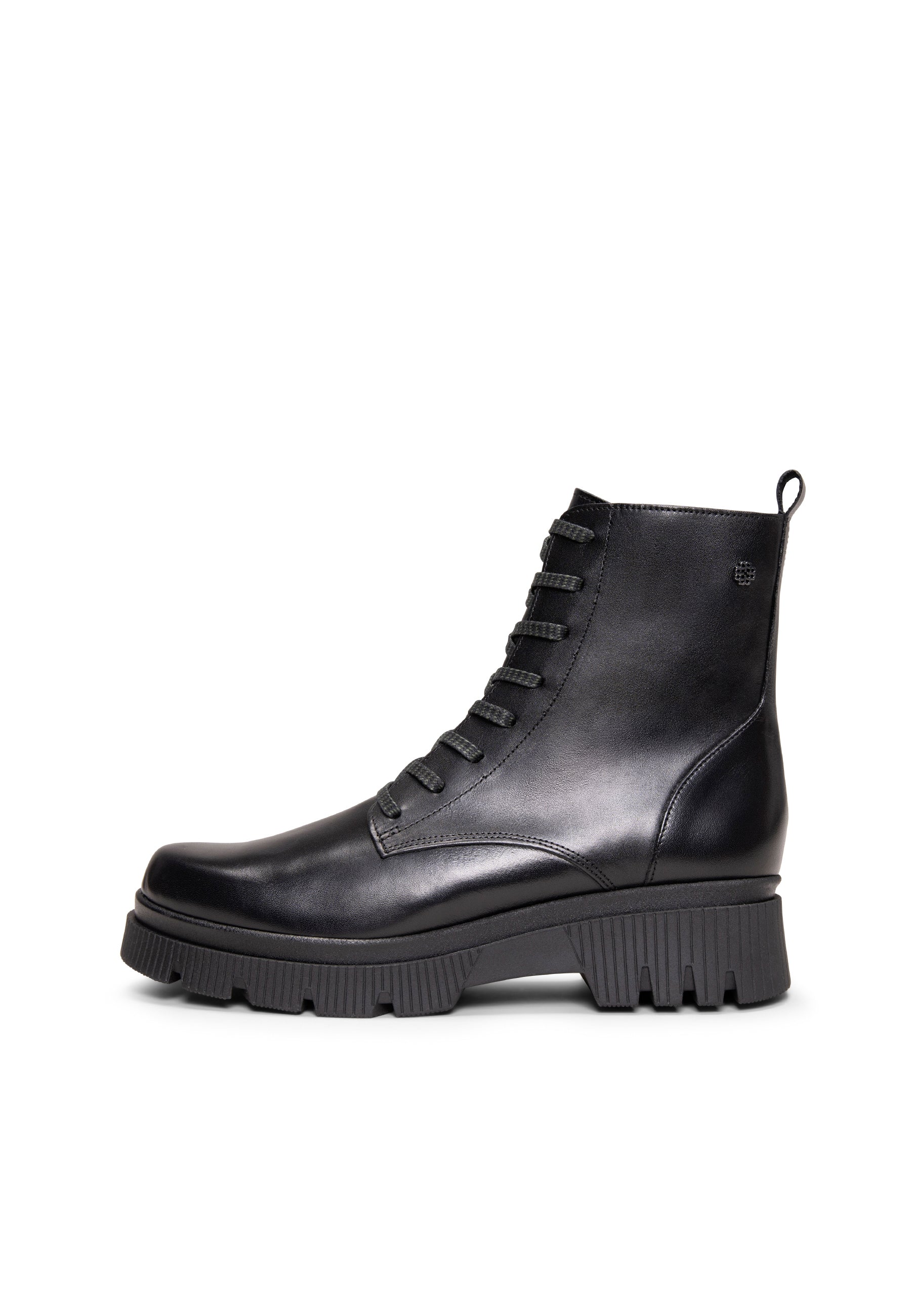 STONE - Botines militares de piel NEGRO