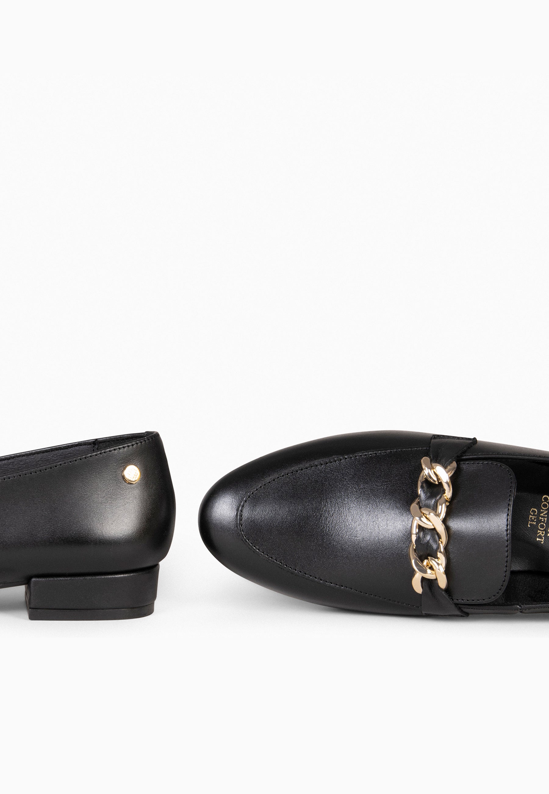 CHAIN - Mocasines planos con adorno metalizado NEGRO
