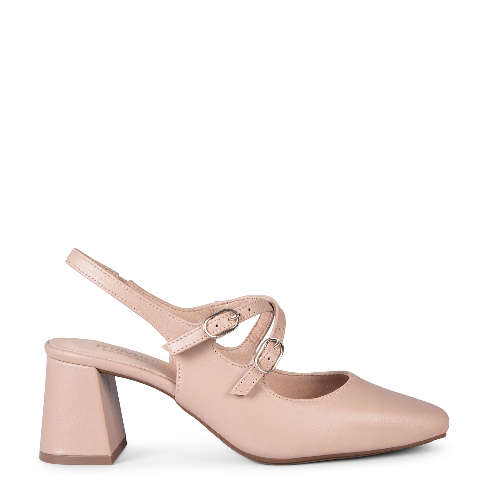 NAMIBIA - ZAPATOS DE MUJER DESTALONADOS DE TACÓN ANCHO NUDE