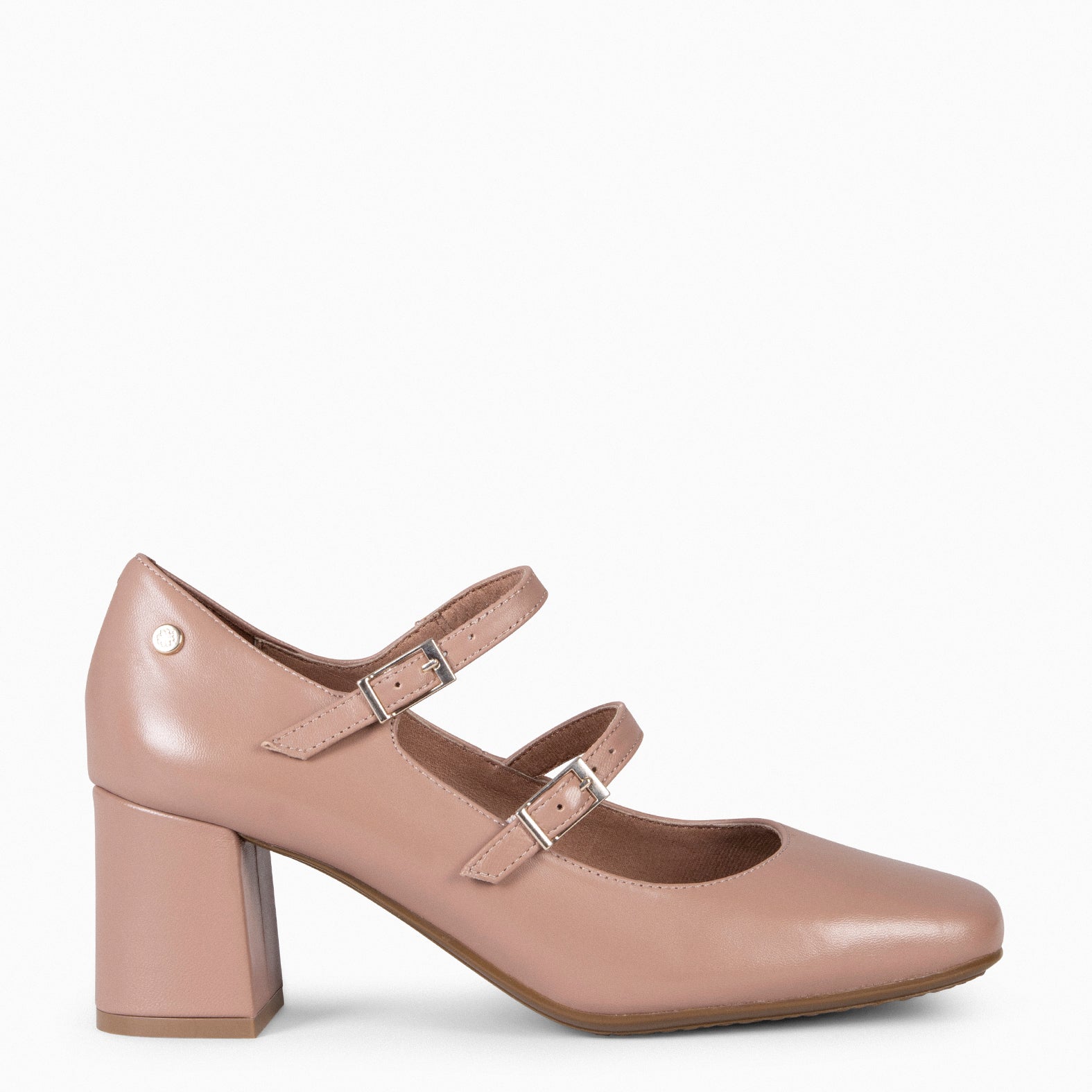 FEBRIS - Zapatos de piel con doble pulsera NUDE