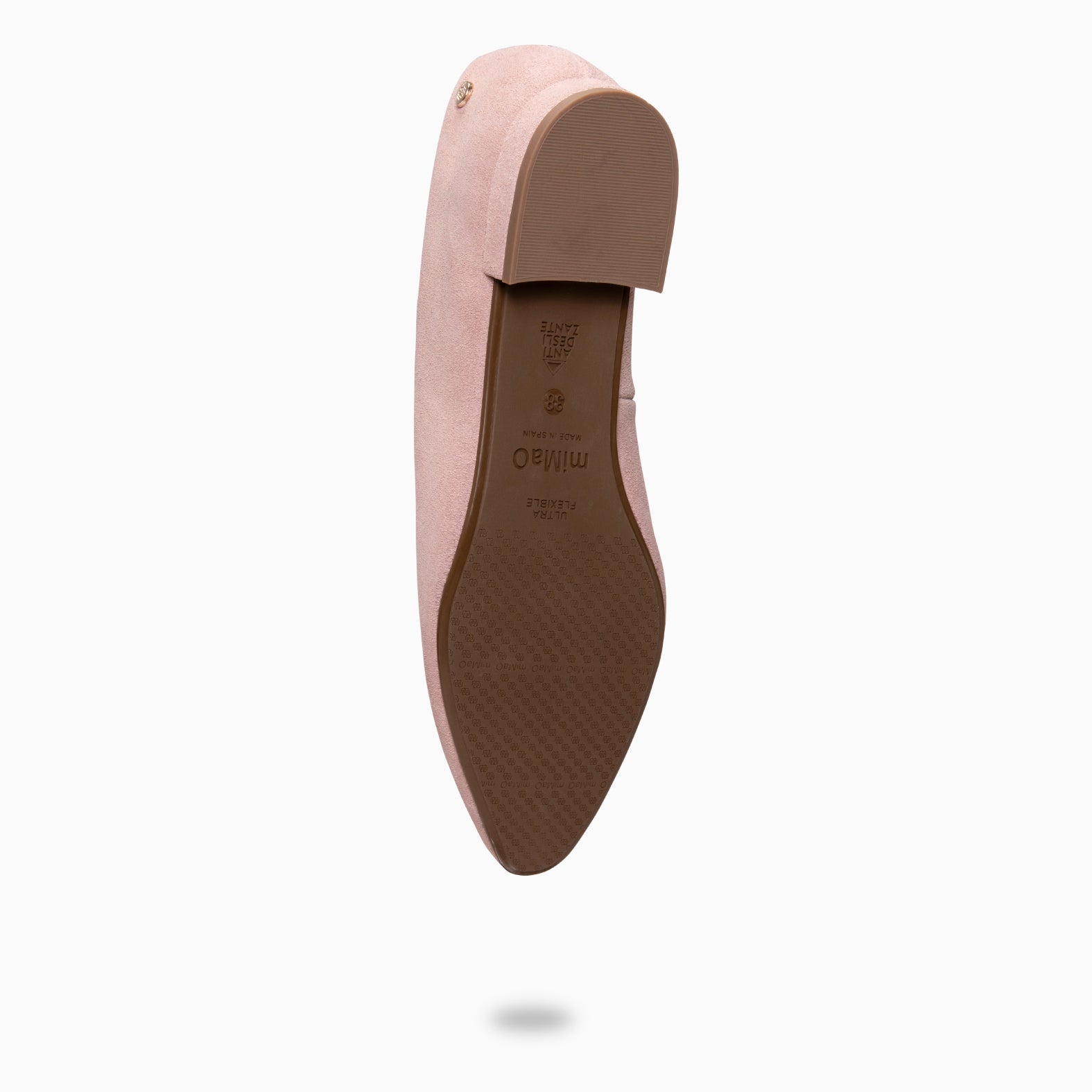 URBAN LACY - Bailarina con tacón bajo en piel de serraje NUDE