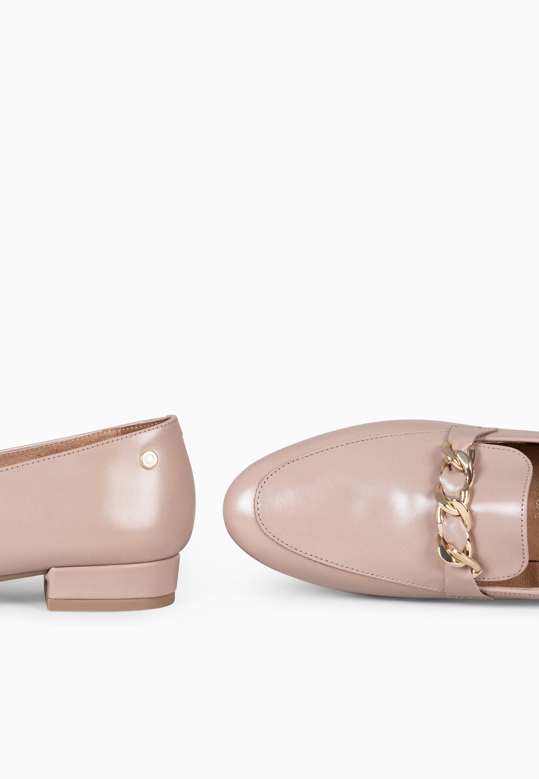 CHAIN – Mocasines planos con adorno metalizado NUDE